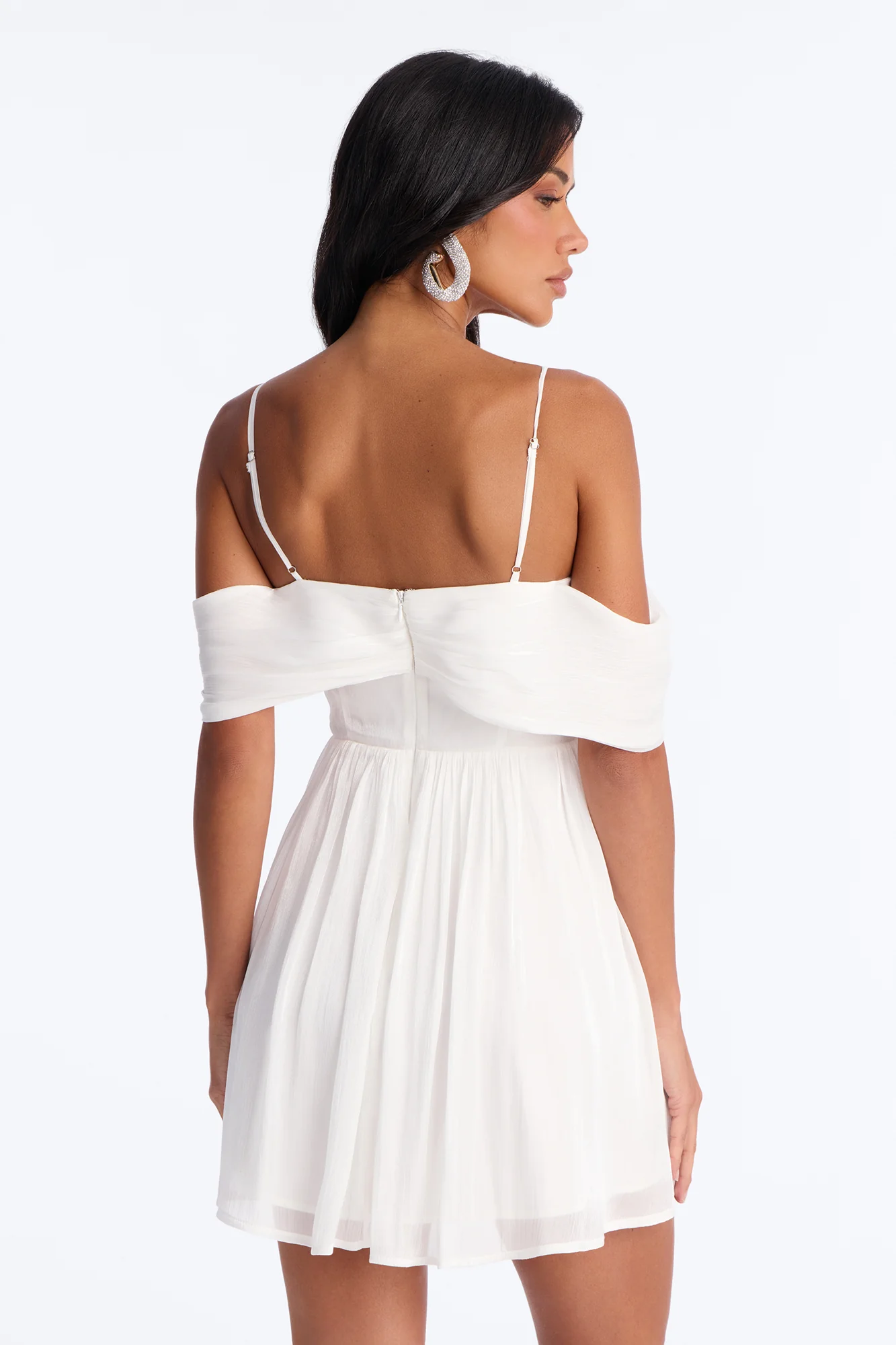 Timeless Pleated Organza Mini Dress - White - Image 4