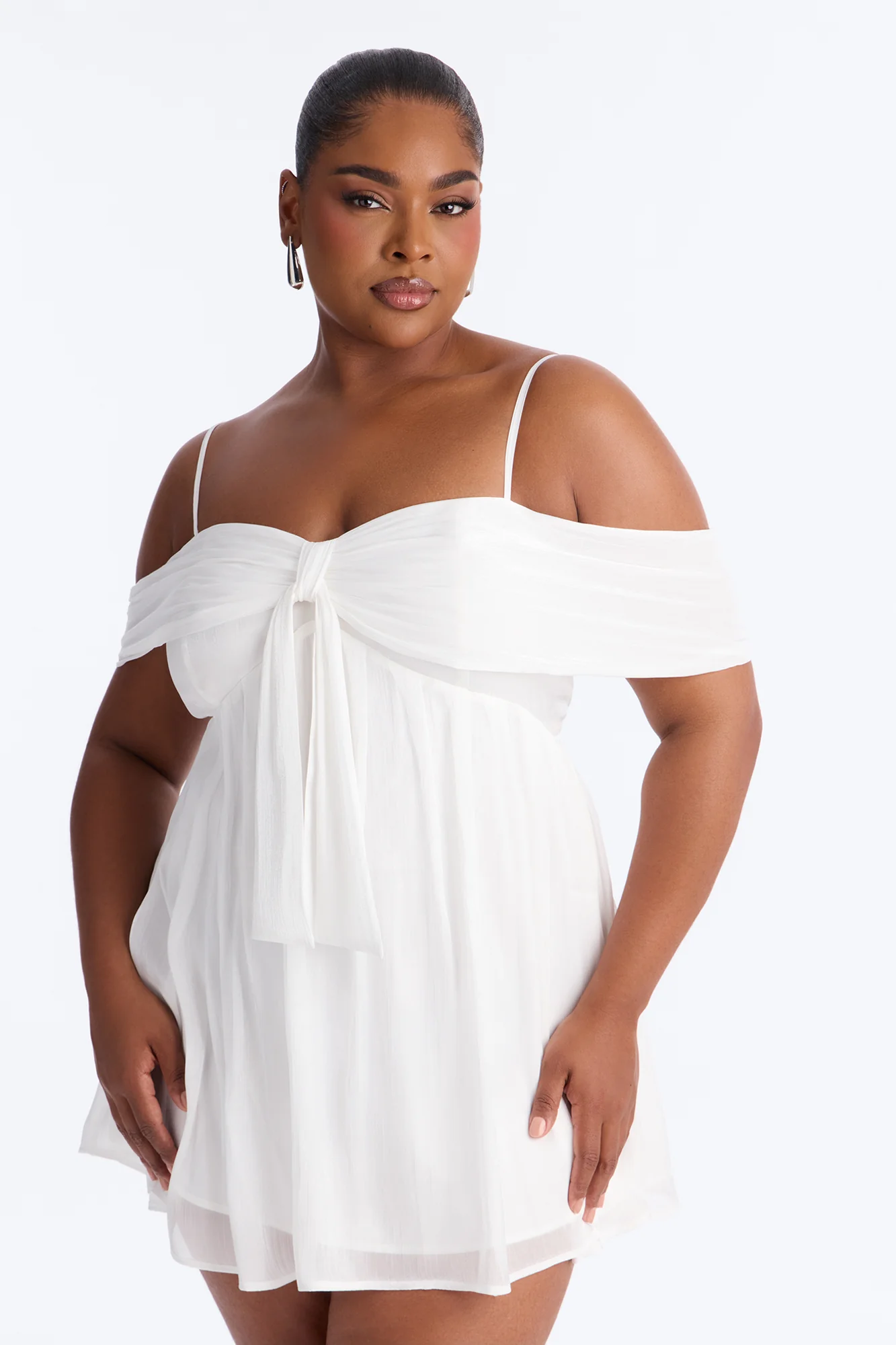 Timeless Pleated Organza Mini Dress - White - Image 6