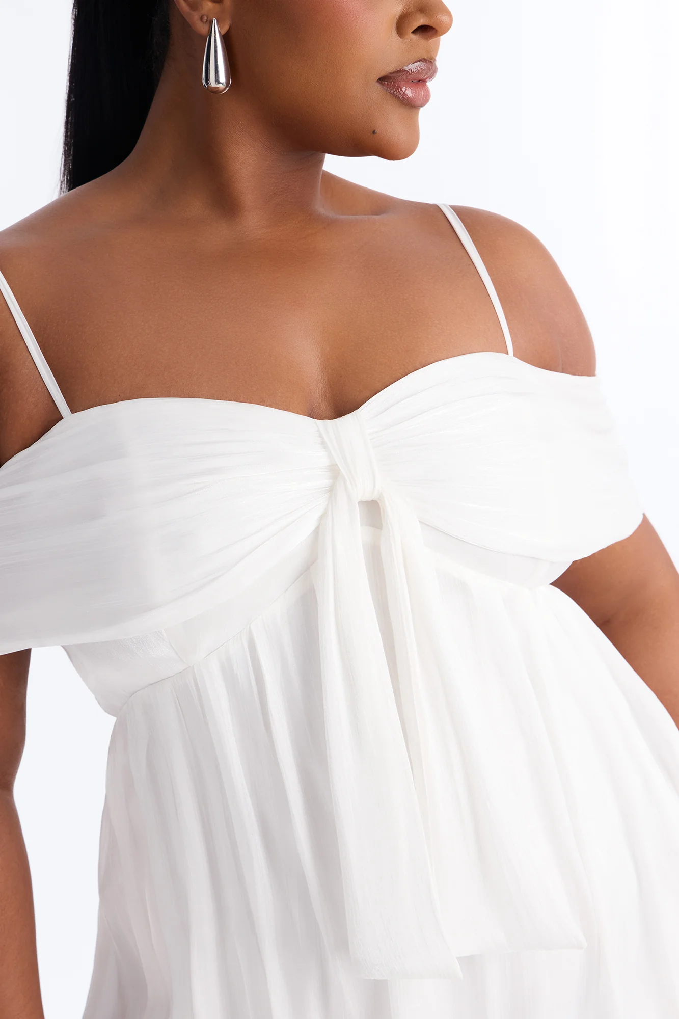 Timeless Pleated Organza Mini Dress - White - Image 7