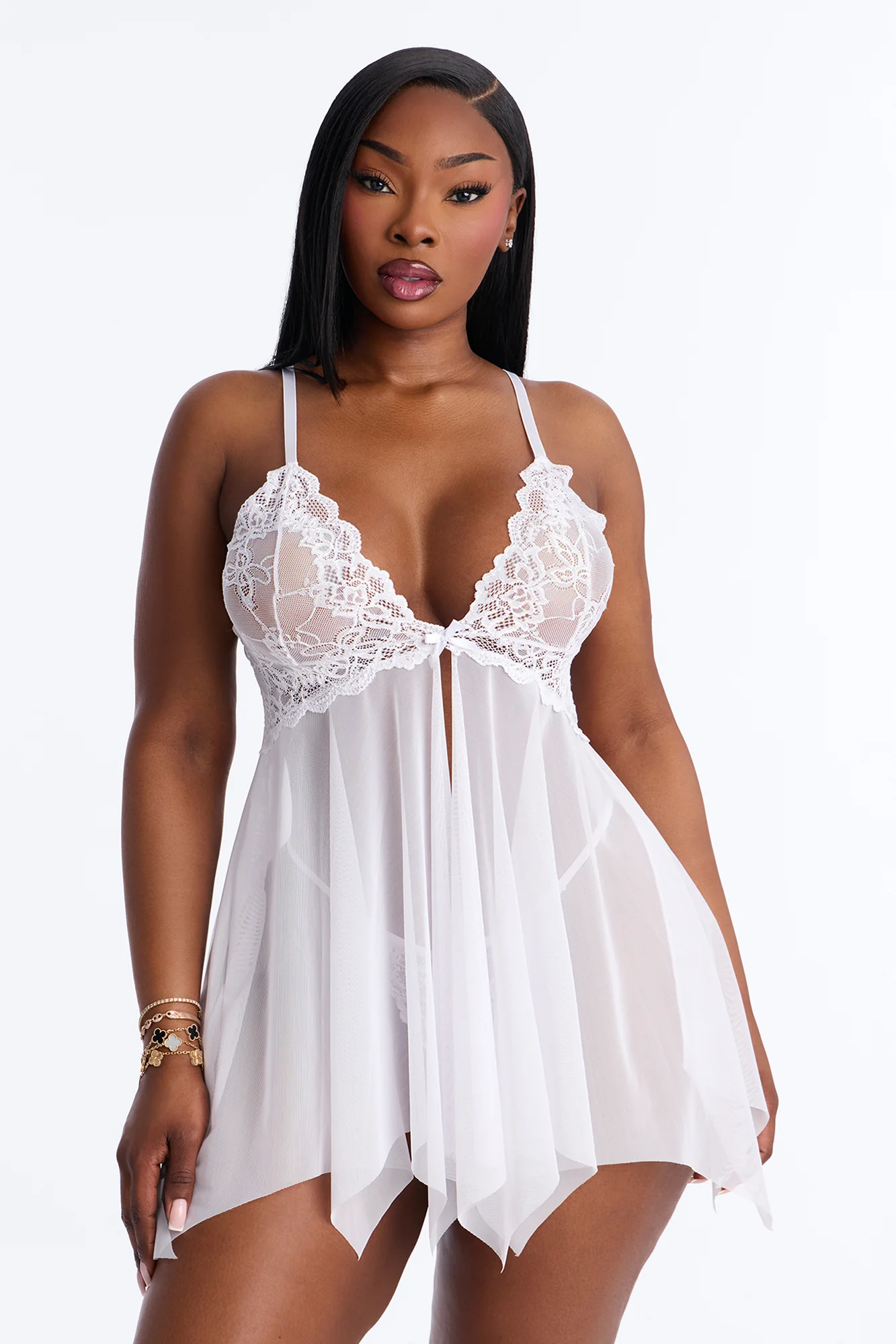 Tired Of Teasing Flyaway Babydoll - White - Image 4