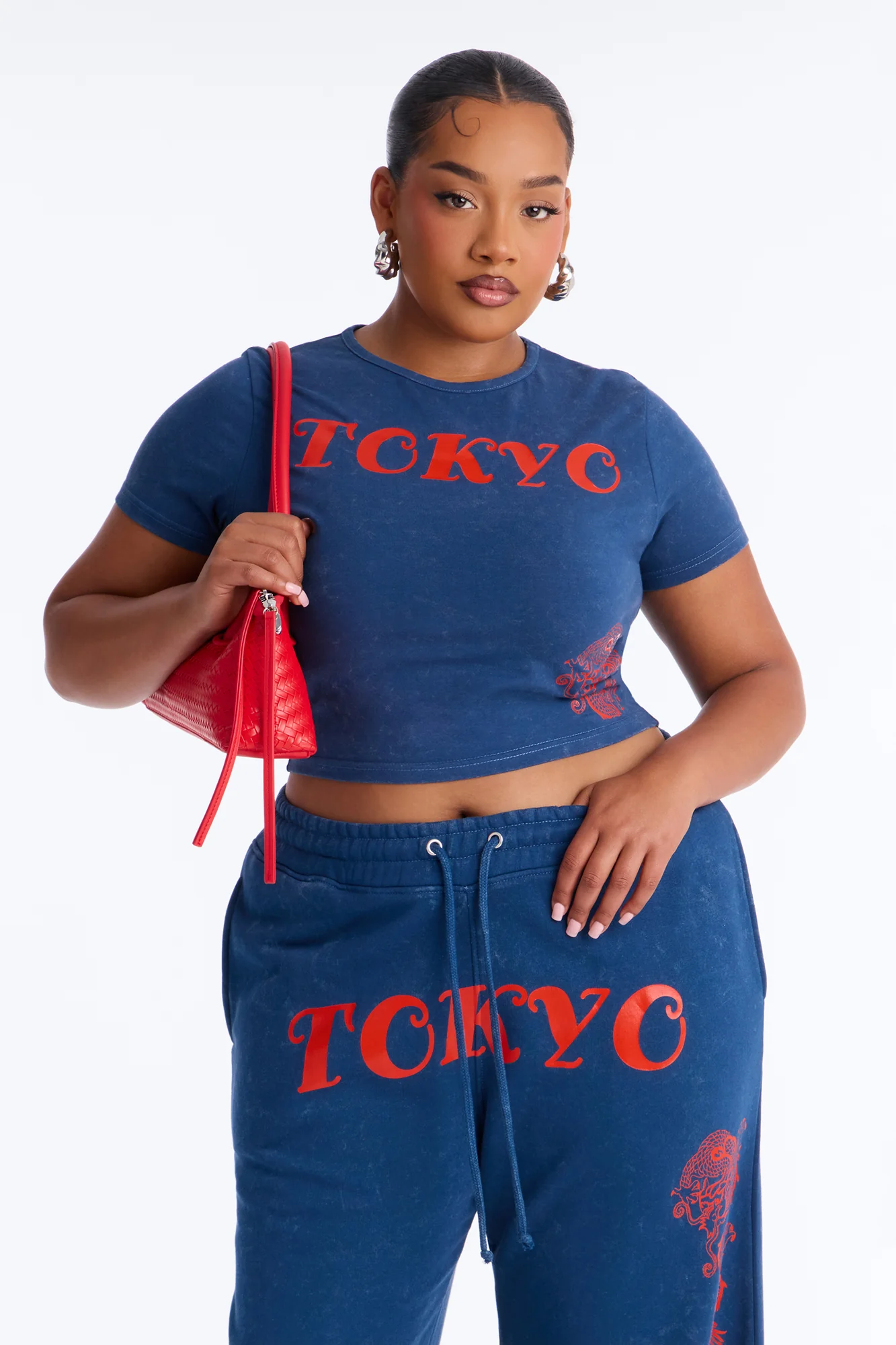 Tokyo Fleece Wide Leg Pant Set - Blue - Image 6