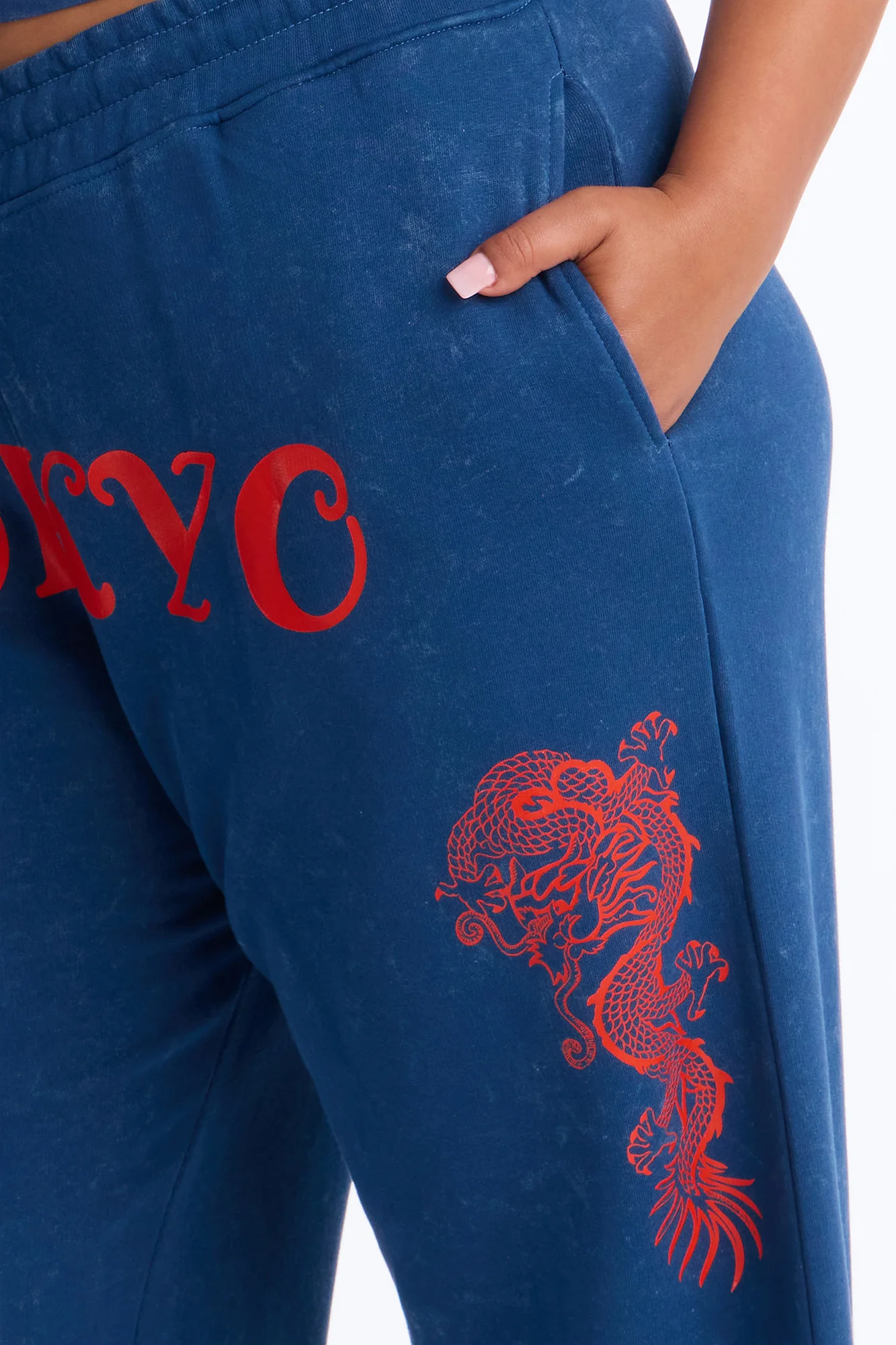 Tokyo Fleece Wide Leg Pant Set - Blue - Image 7