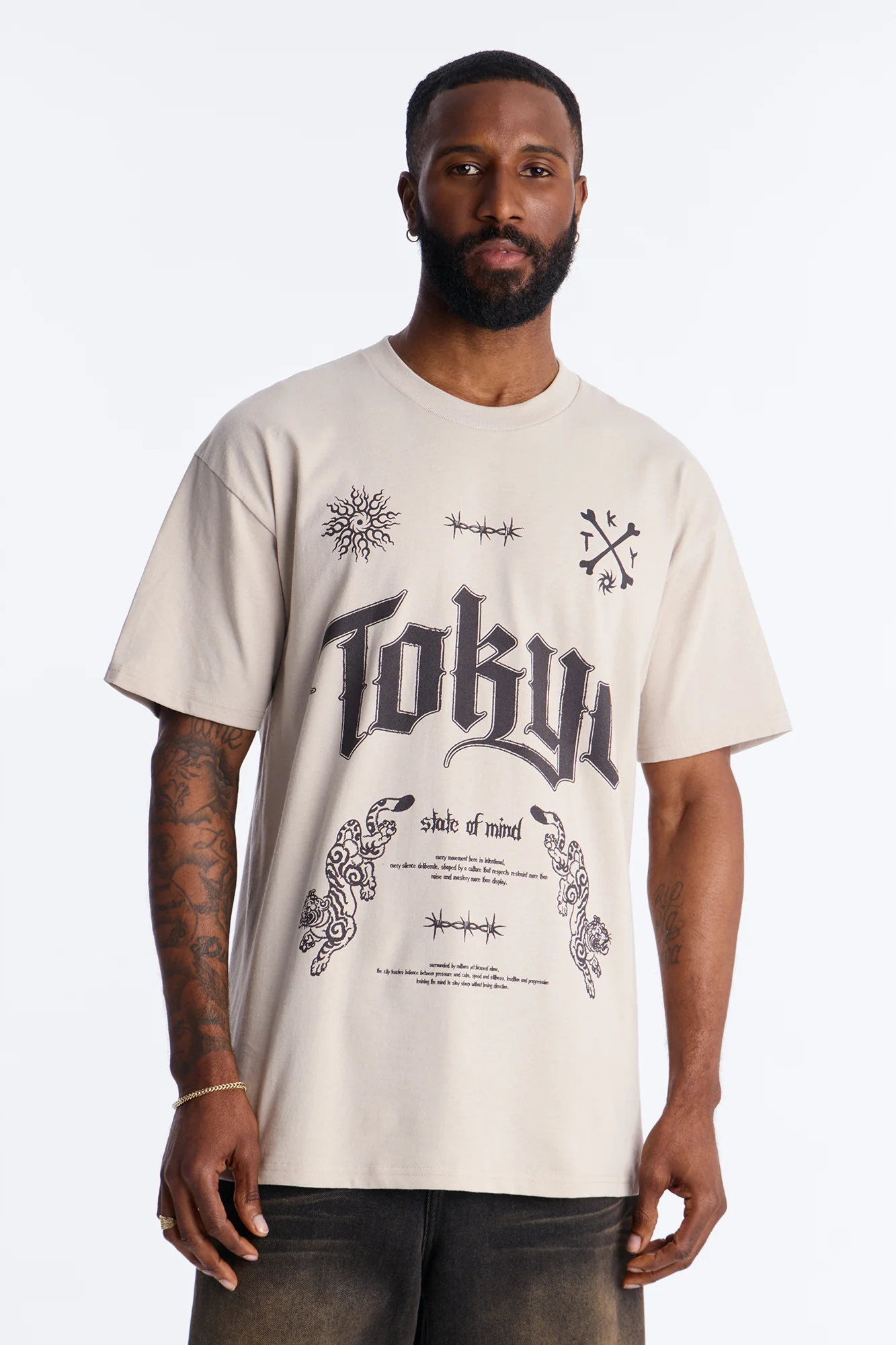 Tokyo State Of Mind Oversized Short Sleeve Tee - Grey