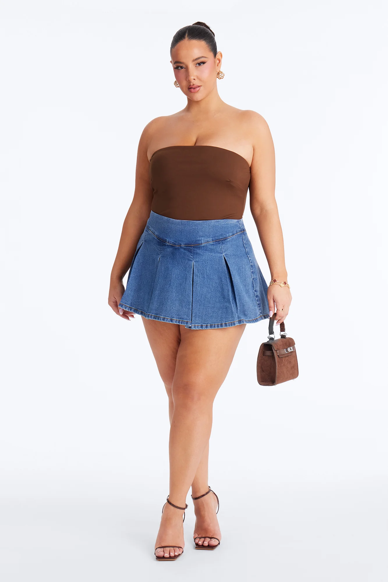 Told You So Denim Micro Mini Skort - Medium Wash - Image 5