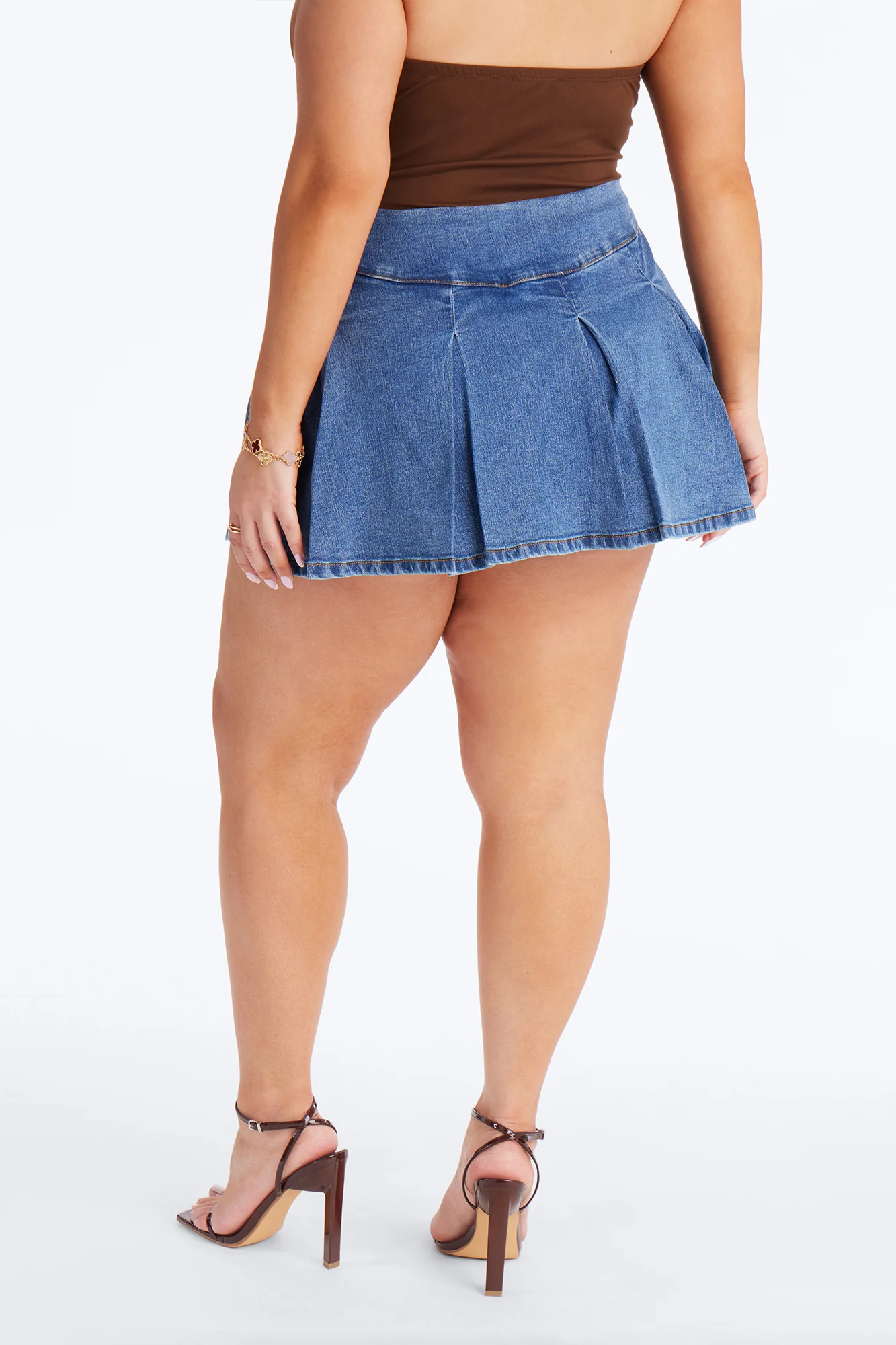 Told You So Denim Micro Mini Skort - Medium Wash - Image 8