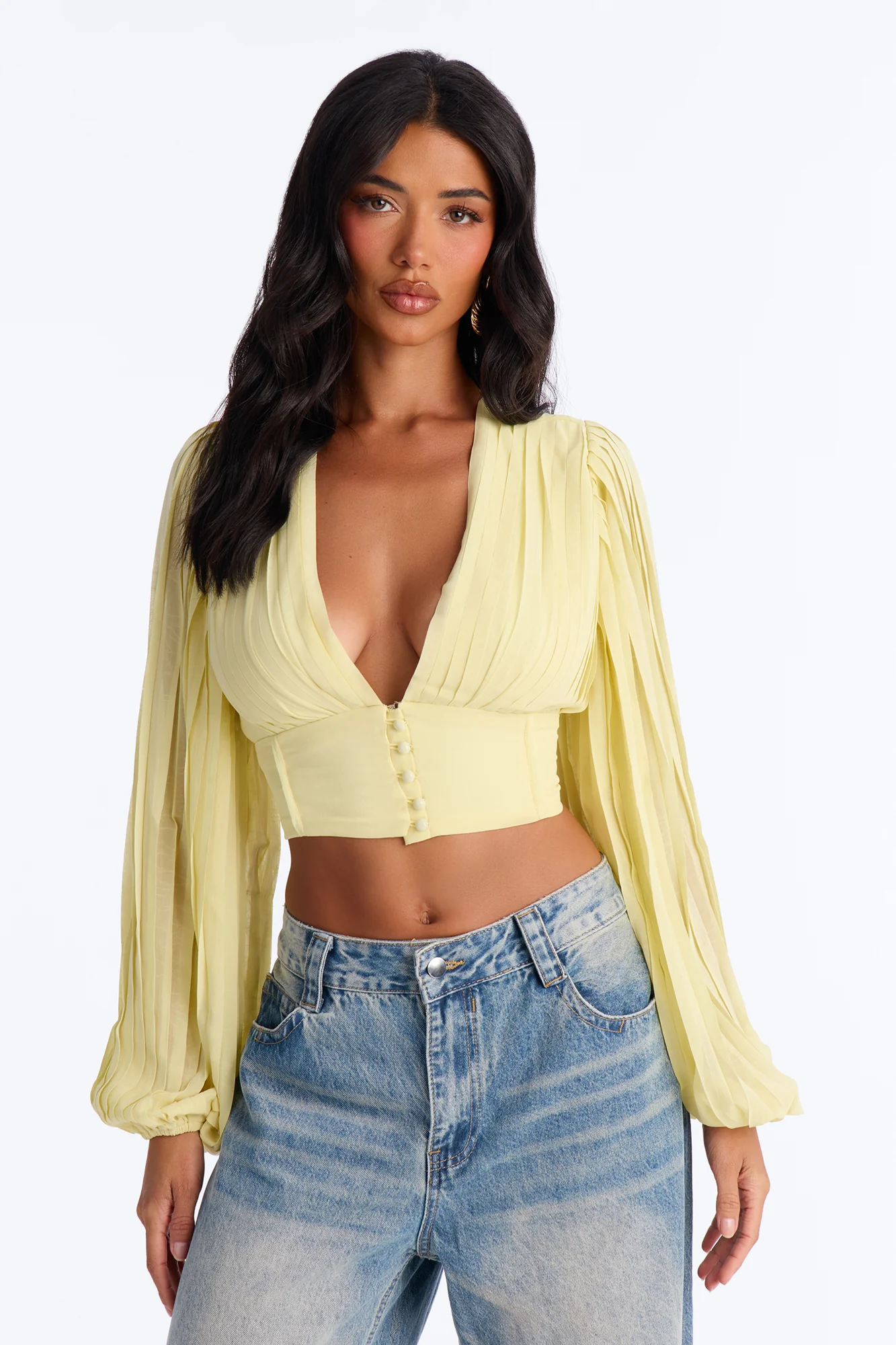 Tonight Feels Soft Pleated Chiffon Top - Butter Yellow
