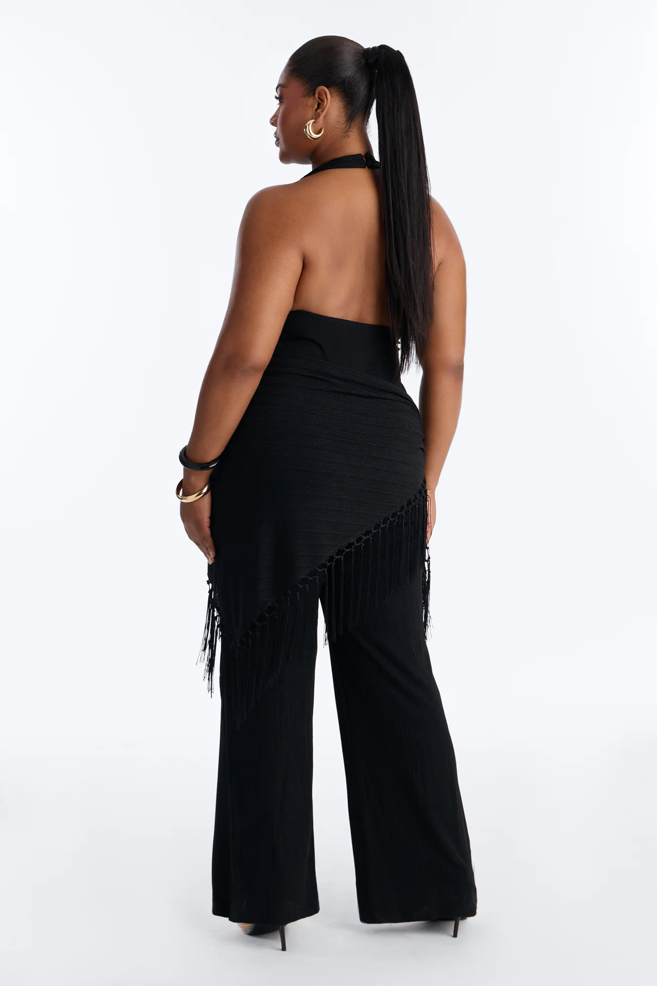 Too Chic Jumpsuit And Waist Scarf Set - Black - Image 8