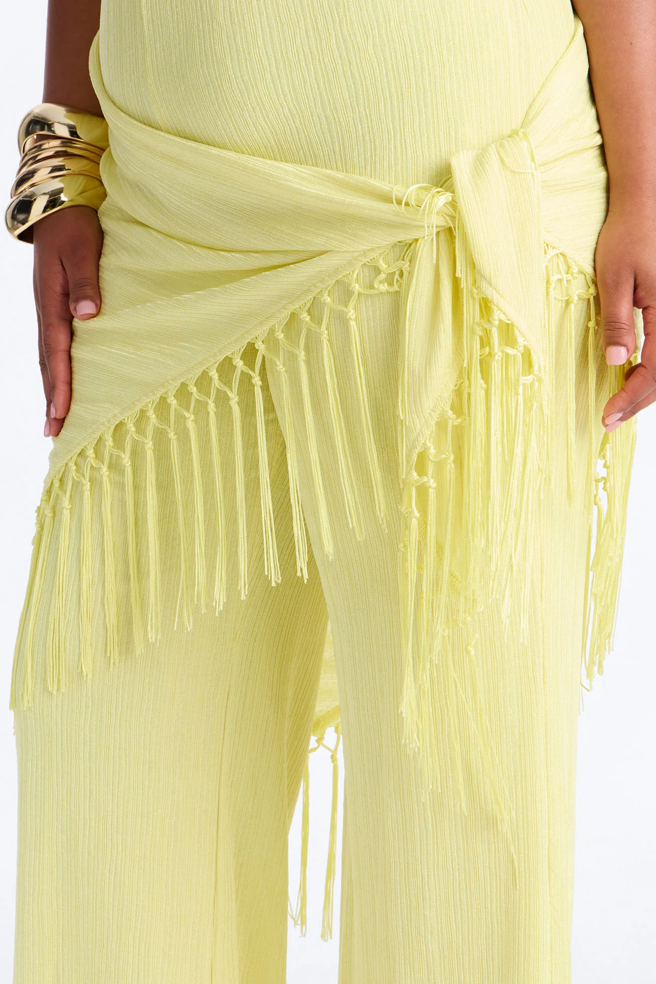Too Chic Jumpsuit And Waist Scarf Set - Yellow - Image 7