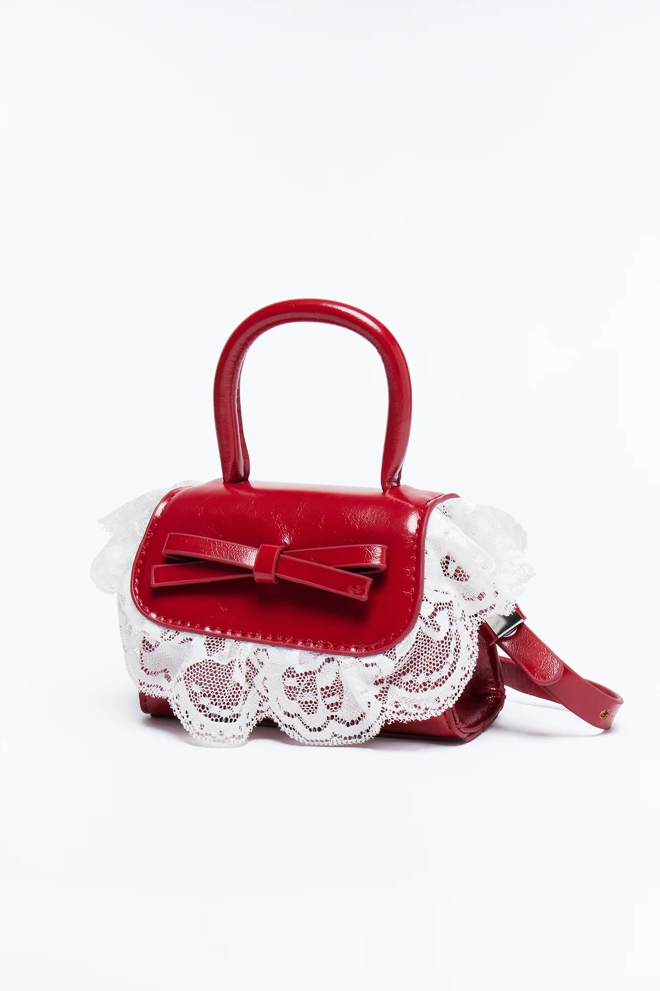 Too Cute Faux Leather Mini Satchel - Red - Image 4