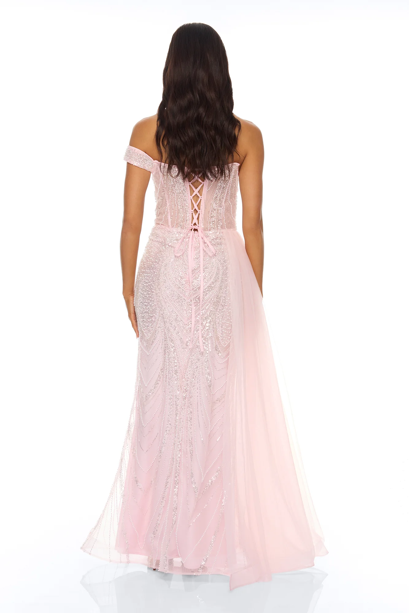 Too Glamorous Draped Embellished Gown - Light Pink - Image 4
