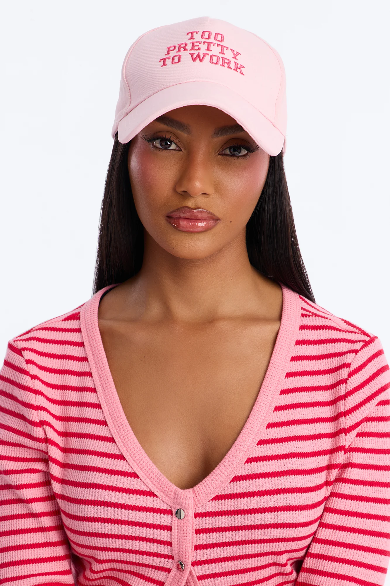 Too Pretty To Work Baseball Hat - Pink - Image 2