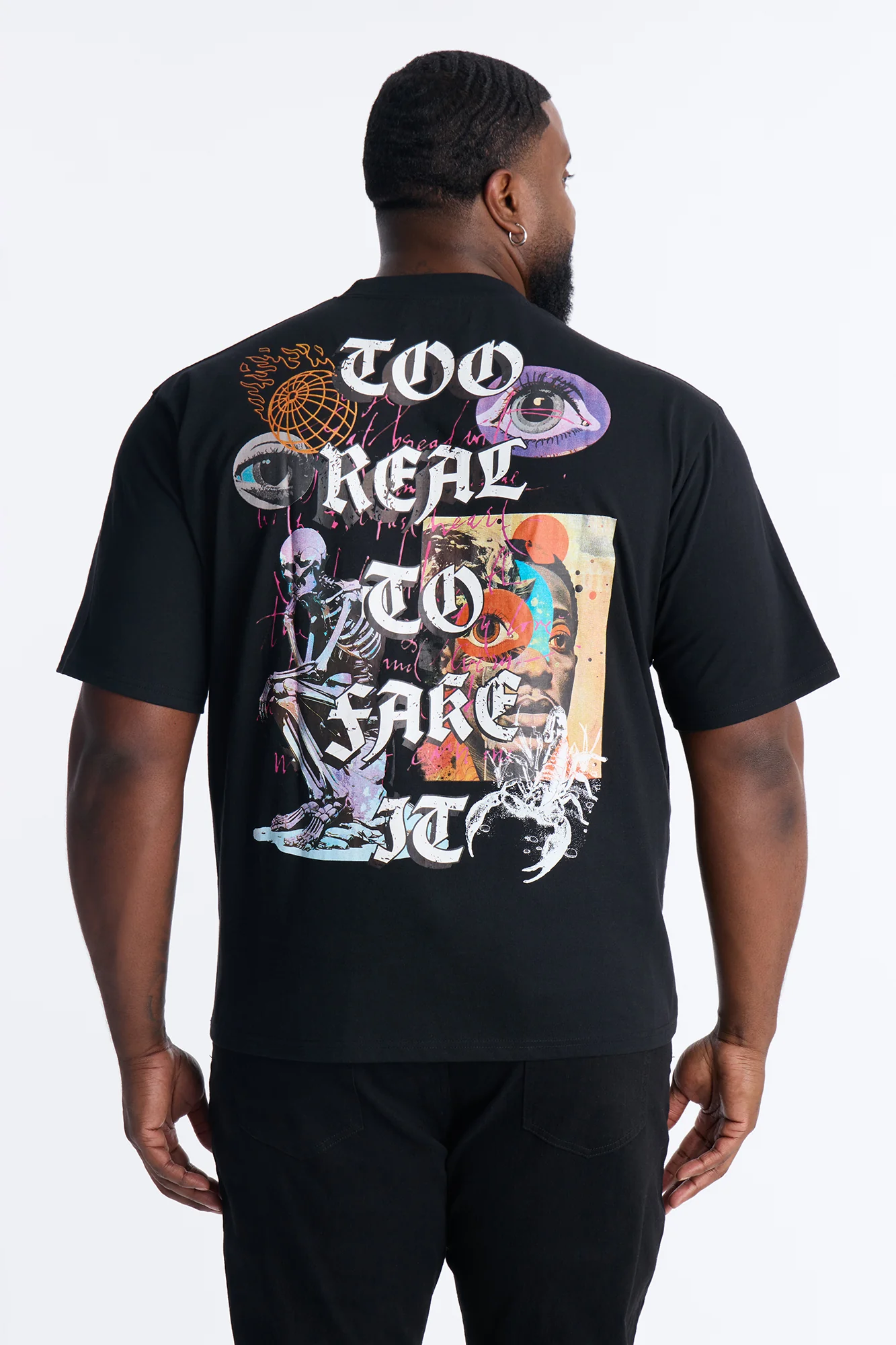 Too Real Embroidery Short Sleeve Tee - Black - Image 4