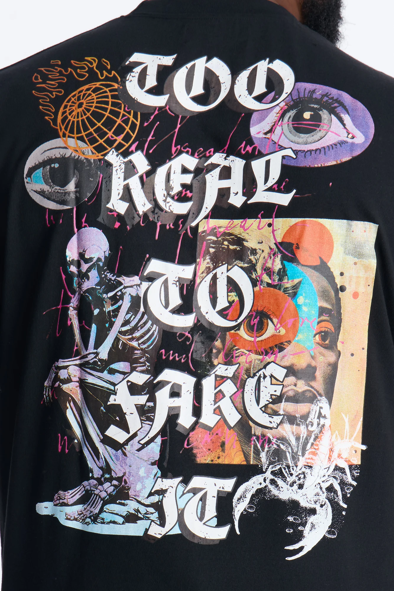 Too Real Embroidery Short Sleeve Tee - Black - Image 5