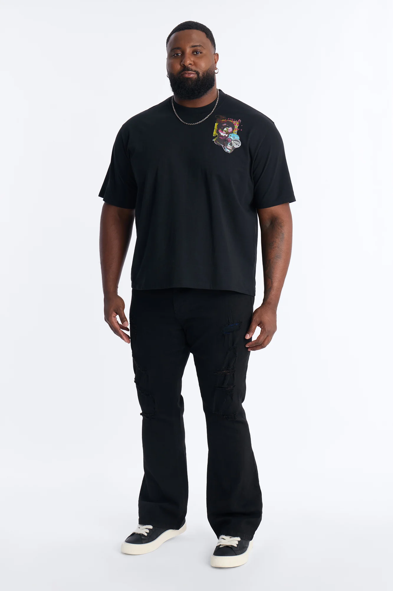 Too Real Embroidery Short Sleeve Tee - Black - Image 6