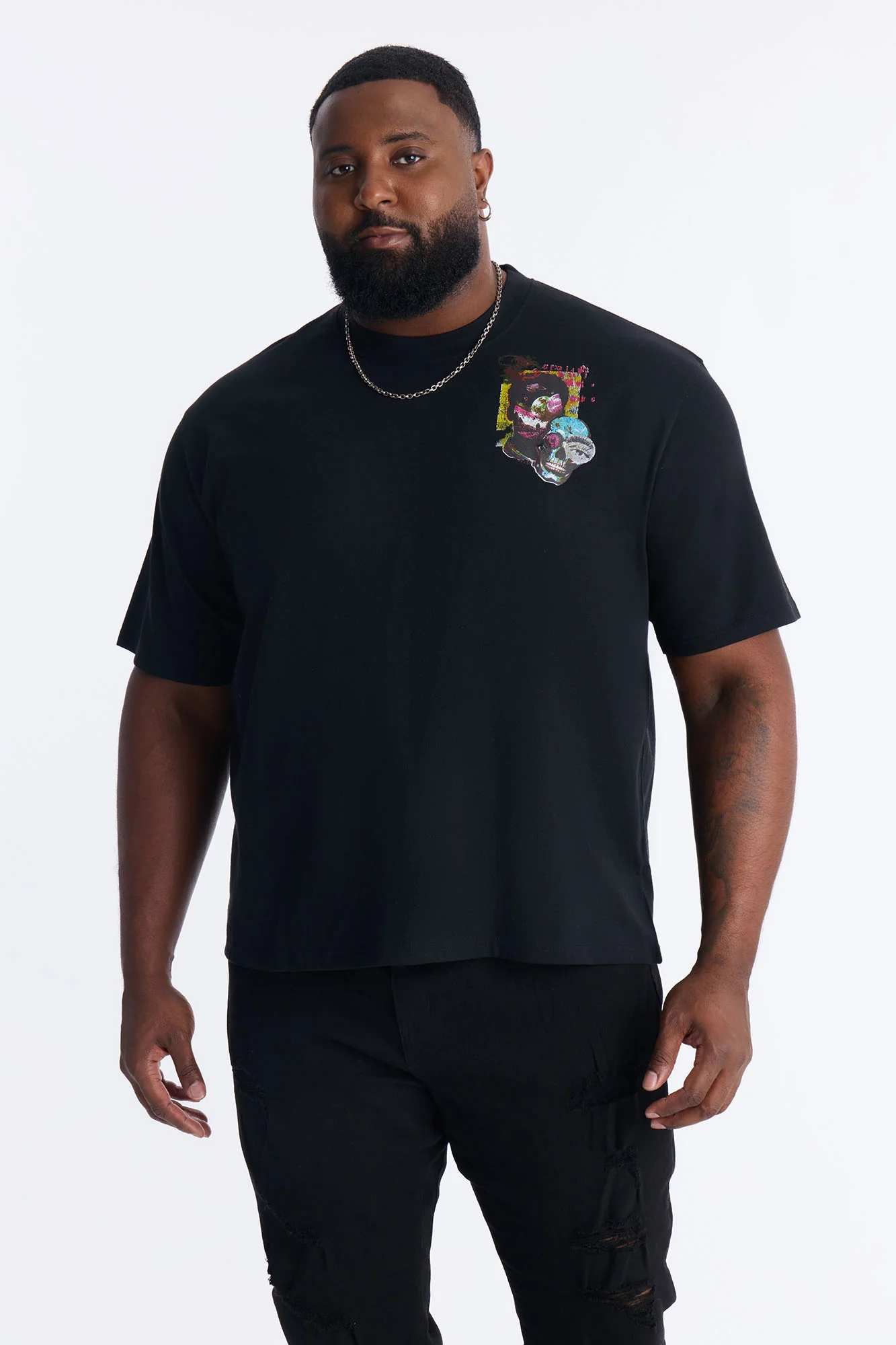 Too Real Embroidery Short Sleeve Tee - Black - Image 8