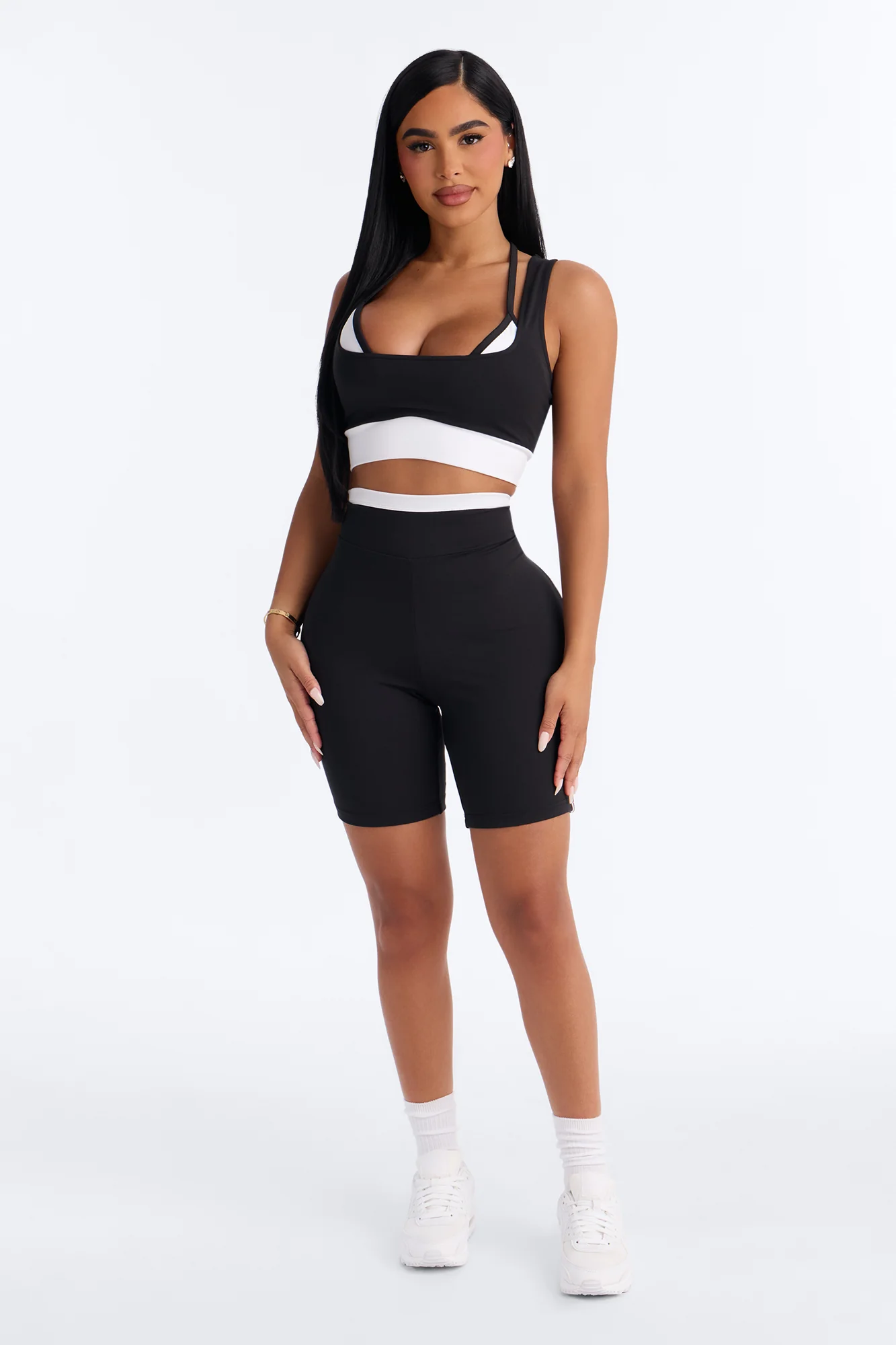 Tori Biker Short Set - Black/White
