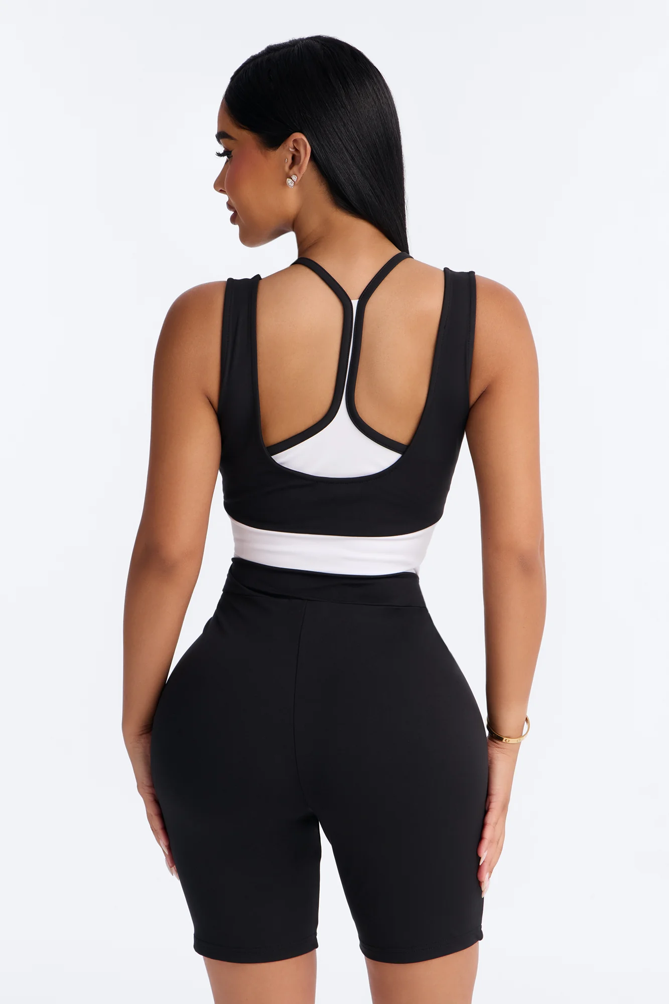 Tori Biker Short Set - Black/White - Image 3