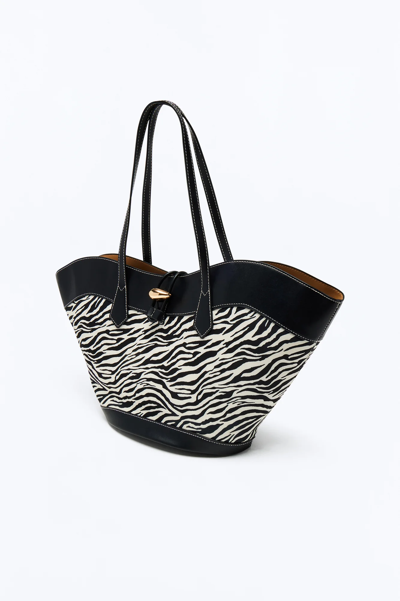 Totally Wild Faux Suede Tote Bag - Black/White - Image 4