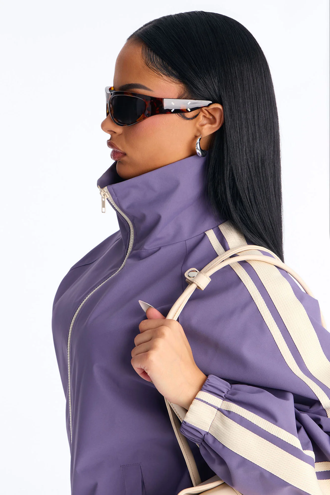 Trackstar Contrast Windbreaker Jacket - Lavender/combo - Image 3
