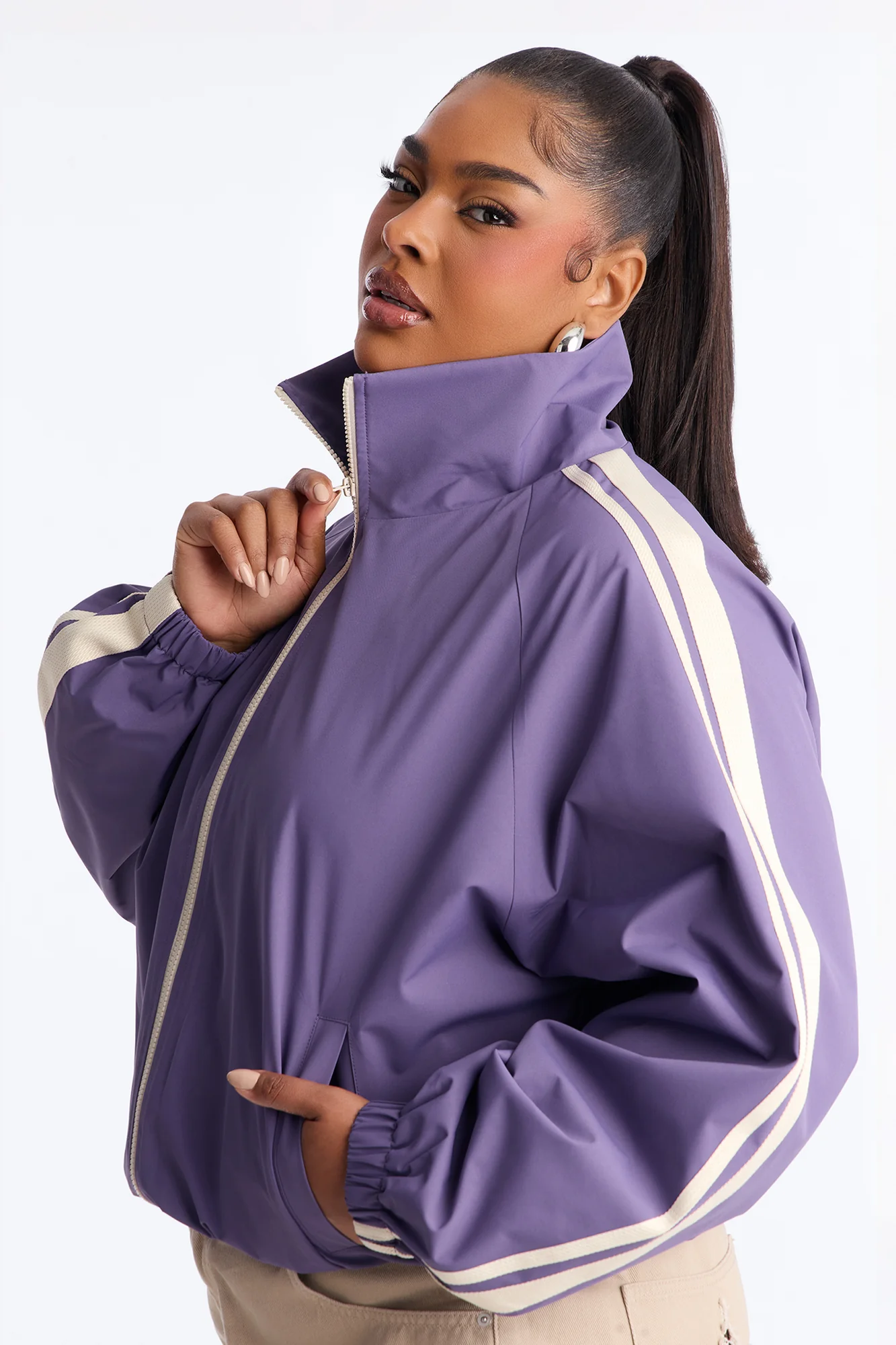 Trackstar Contrast Windbreaker Jacket - Lavender/combo - Image 6