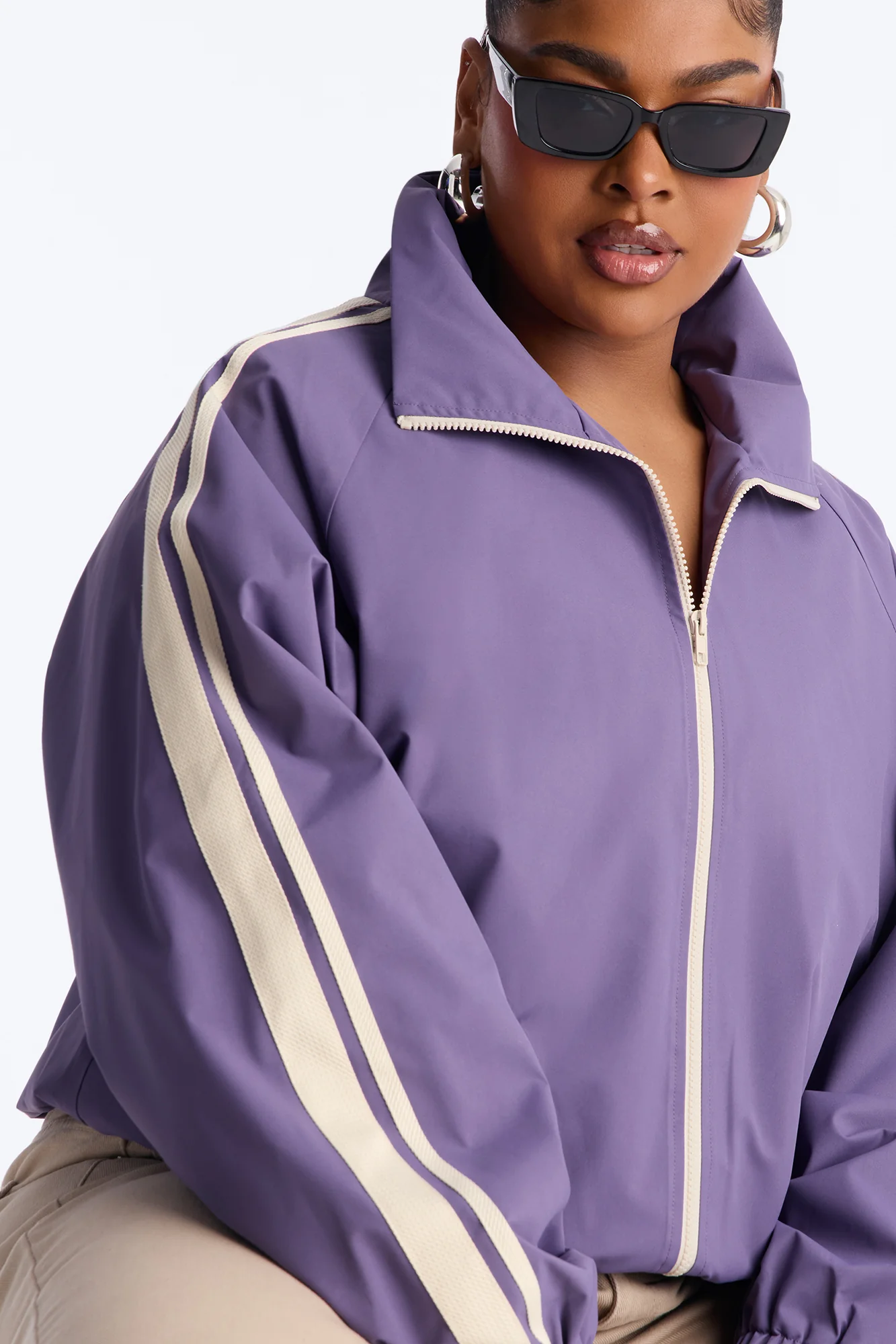 Trackstar Contrast Windbreaker Jacket - Lavender/combo - Image 8