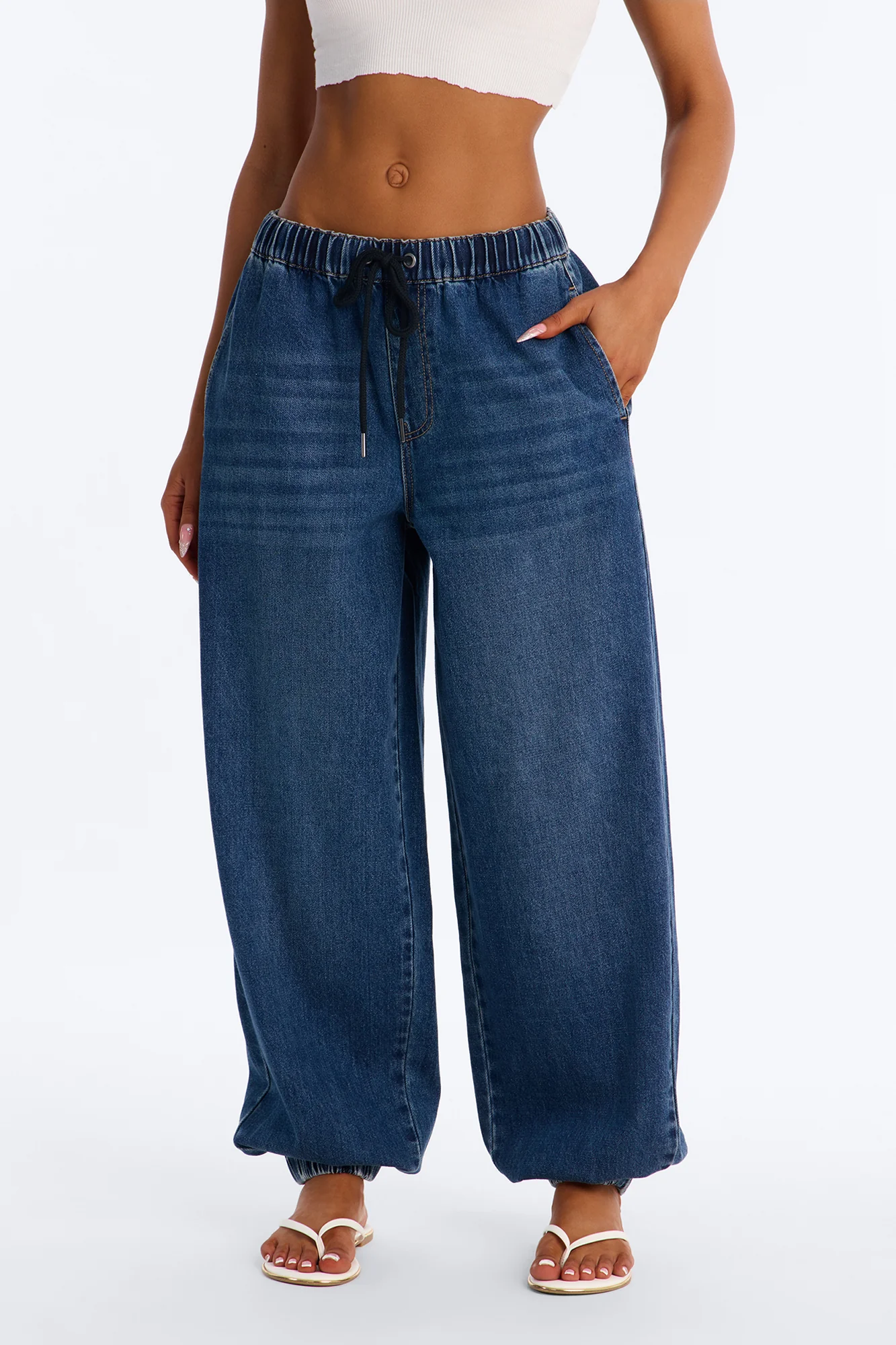Travel Ready Pull On Jogger Jeans - Dark Wash