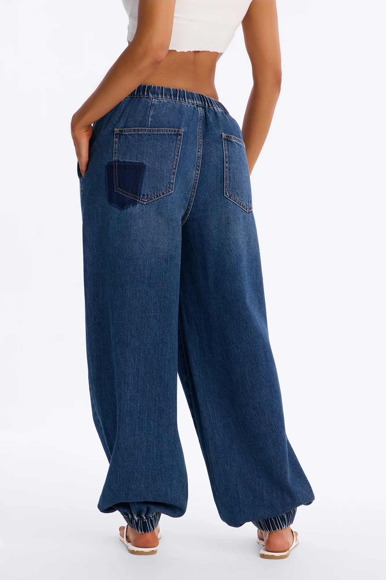 Travel Ready Pull On Jogger Jeans - Dark Wash - Image 4