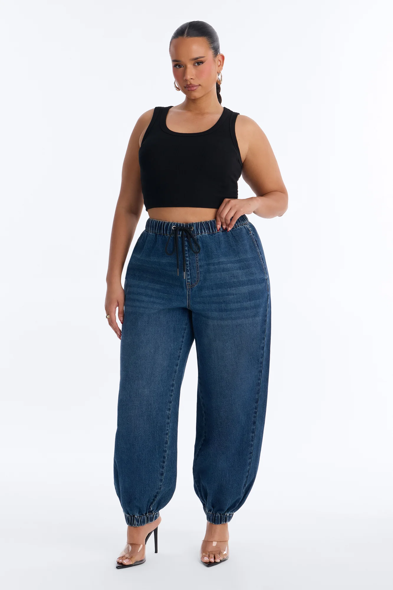 Travel Ready Pull On Jogger Jeans - Dark Wash - Image 5