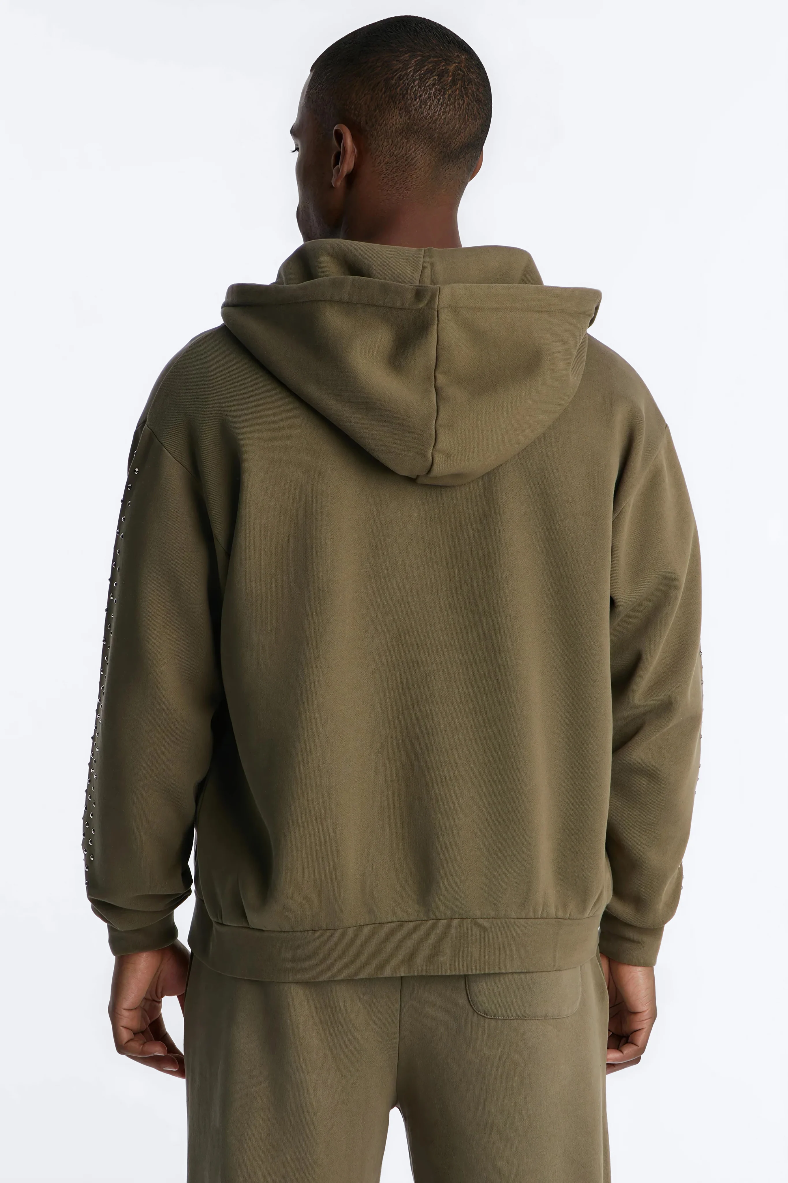 Tribal Rhinestone Zip Hoodie - Olive - Image 4