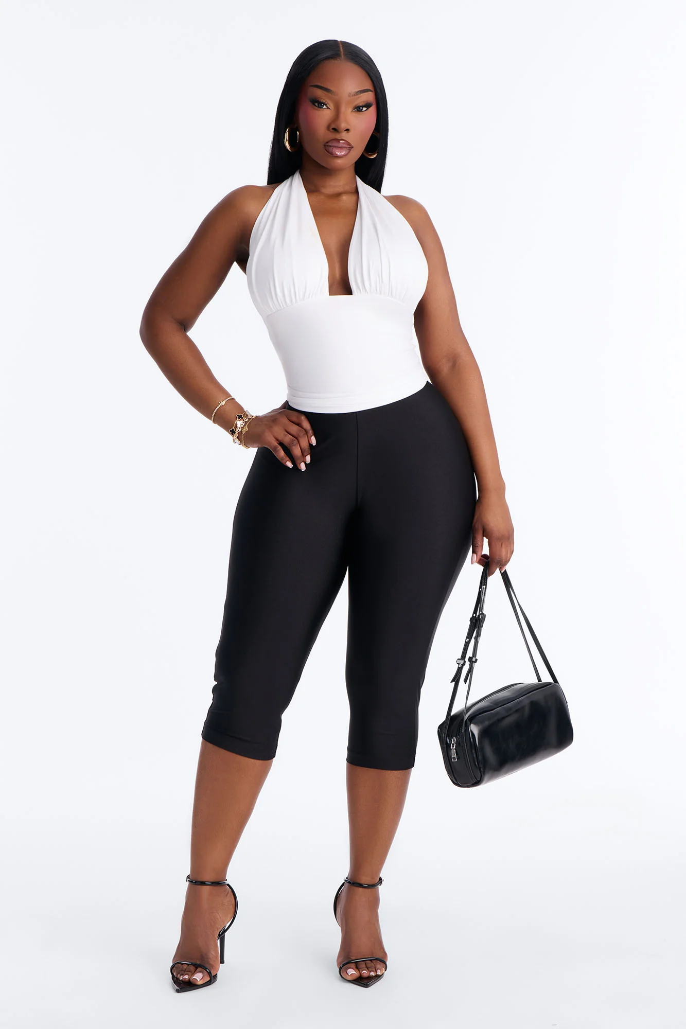 Tricot Low Rise Clean Waistband Capri Legging - Black - Image 4