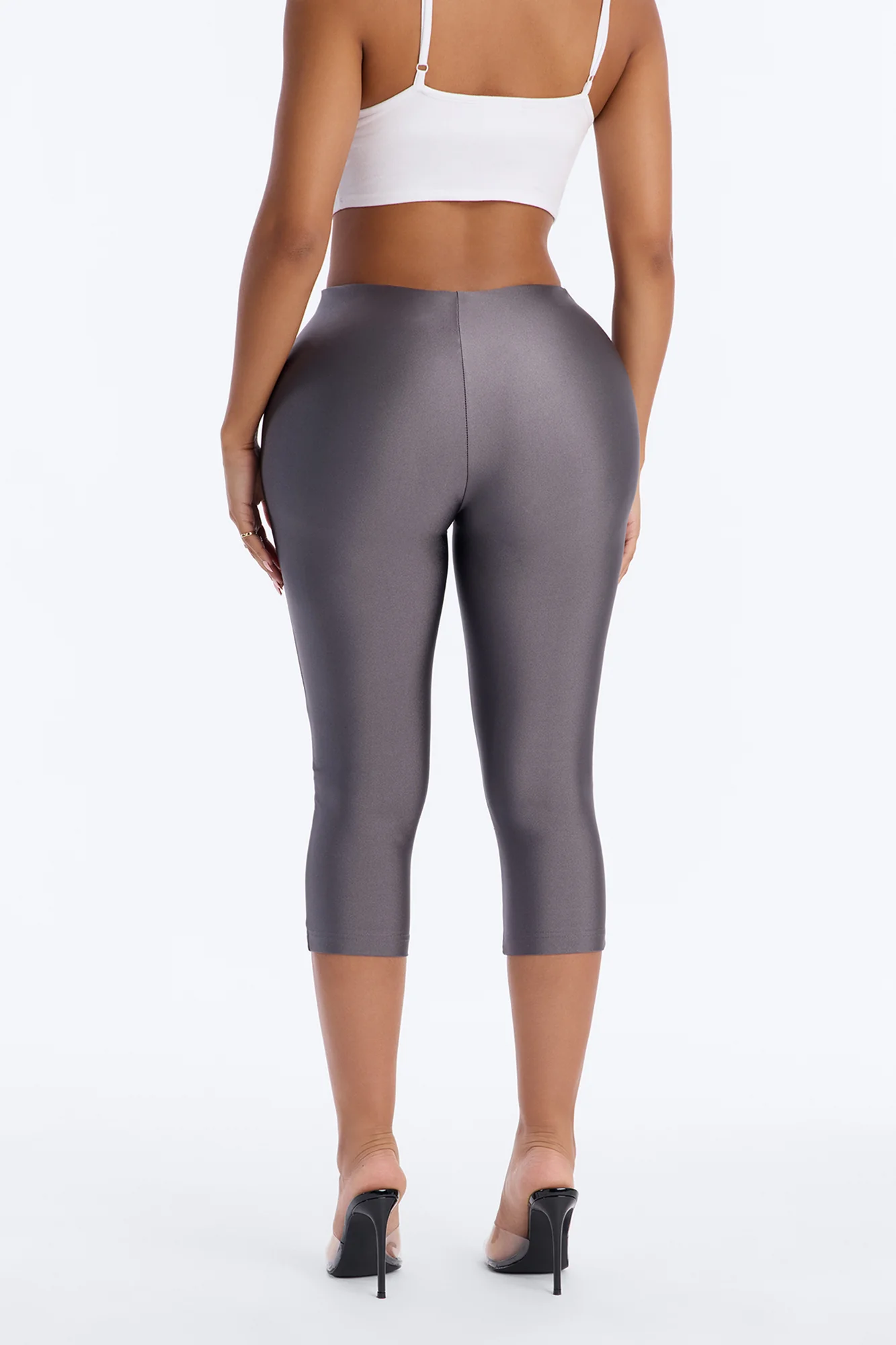 Tricot Low Rise Clean Waistband Capri Legging - Charcoal - Image 3