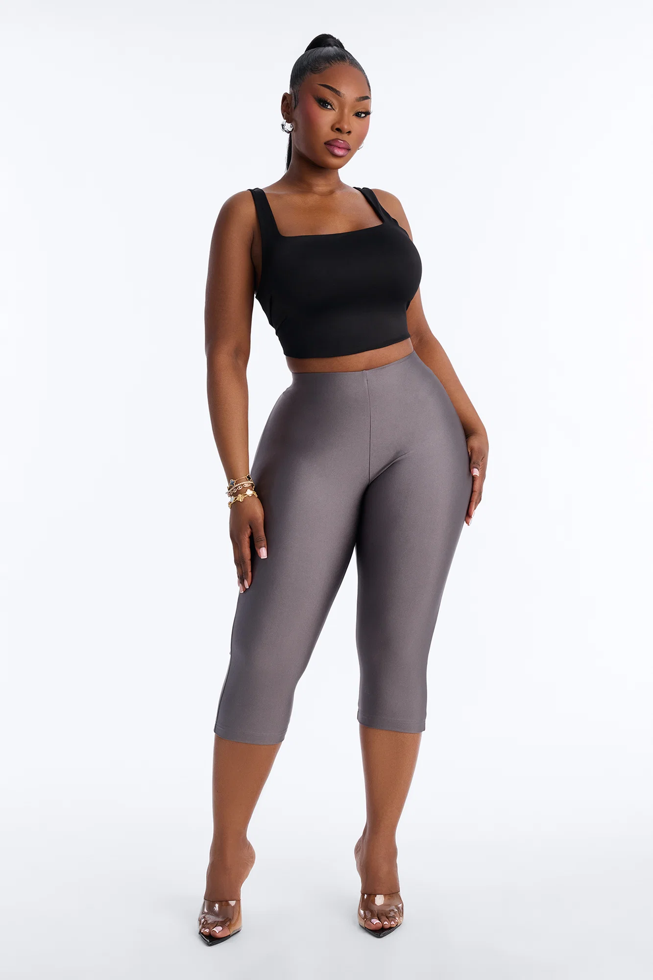Tricot Low Rise Clean Waistband Capri Legging - Charcoal - Image 4