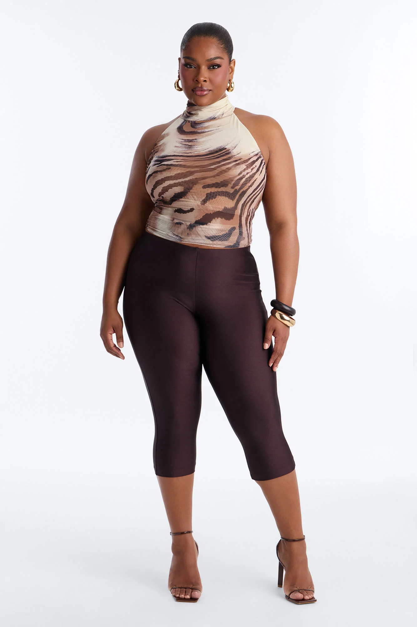 Tricot Low Rise Clean Waistband Capri Legging - Chocolate - Image 4