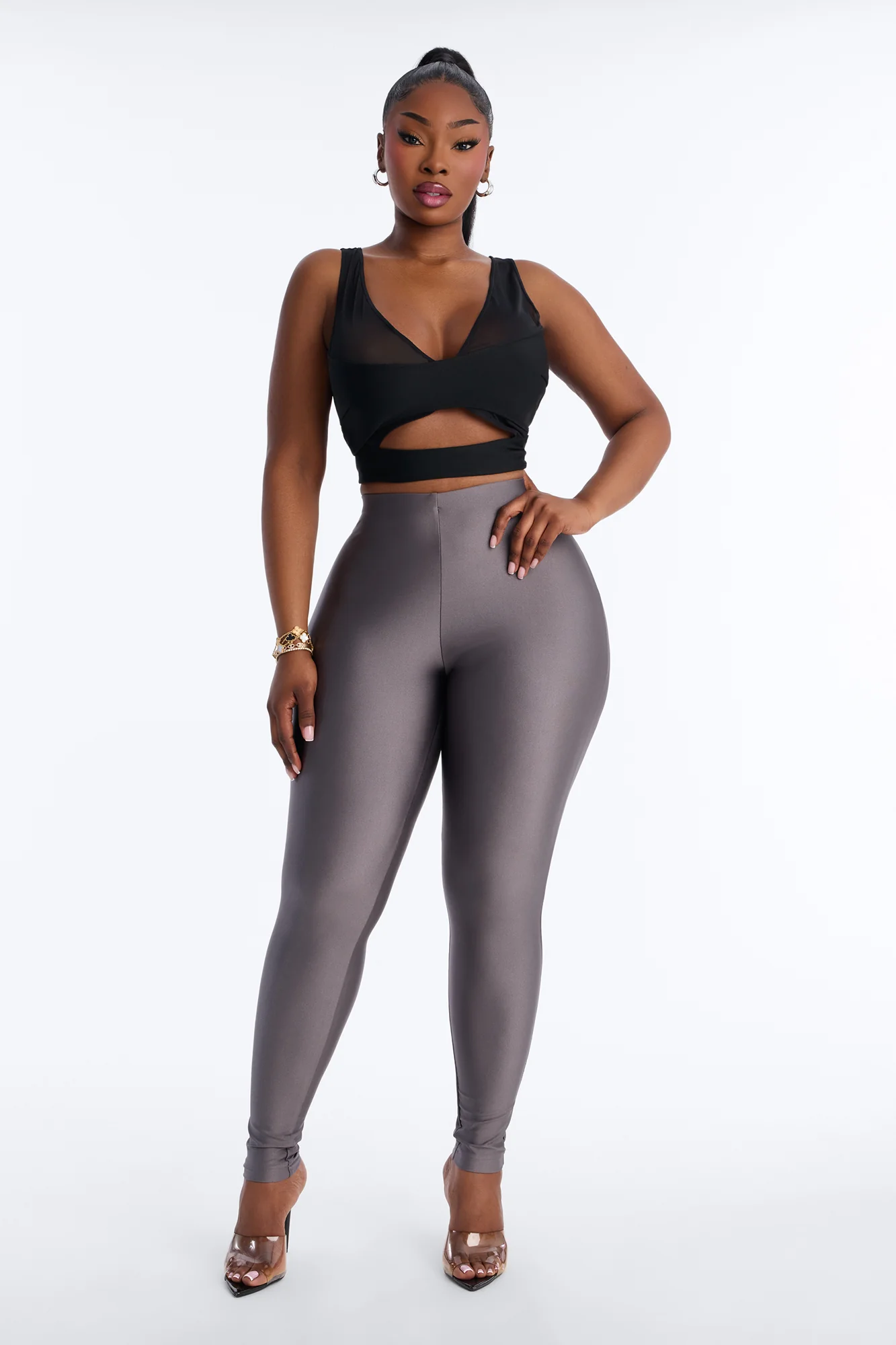 Tricot Low Rise Clean Waistband Legging - Charcoal - Image 4