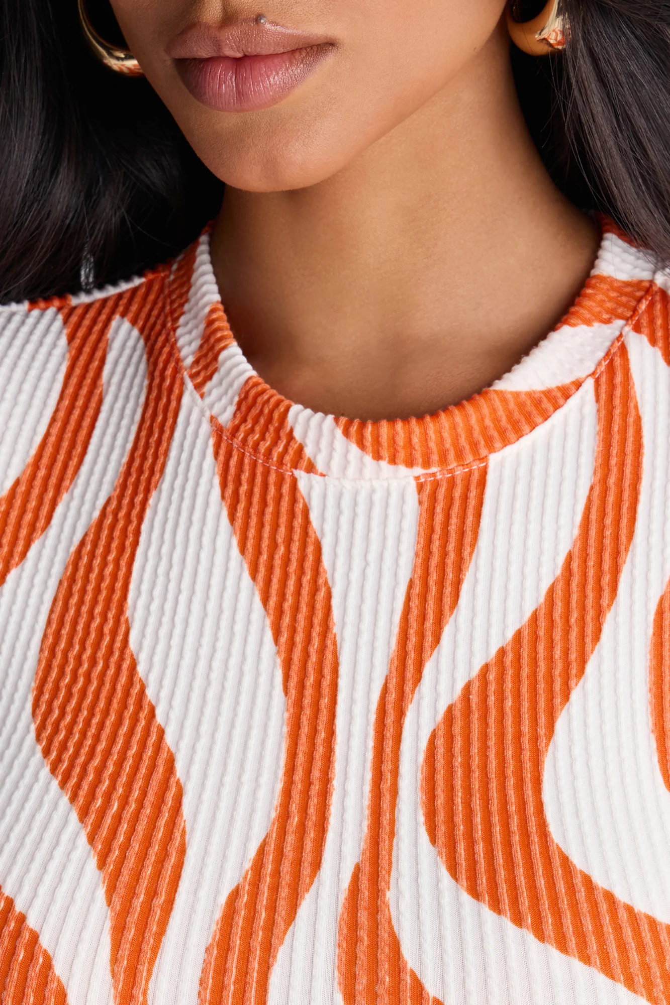 Trina Short Sleeve Ribbed Maxi Dress - Orange/combo - Image 3