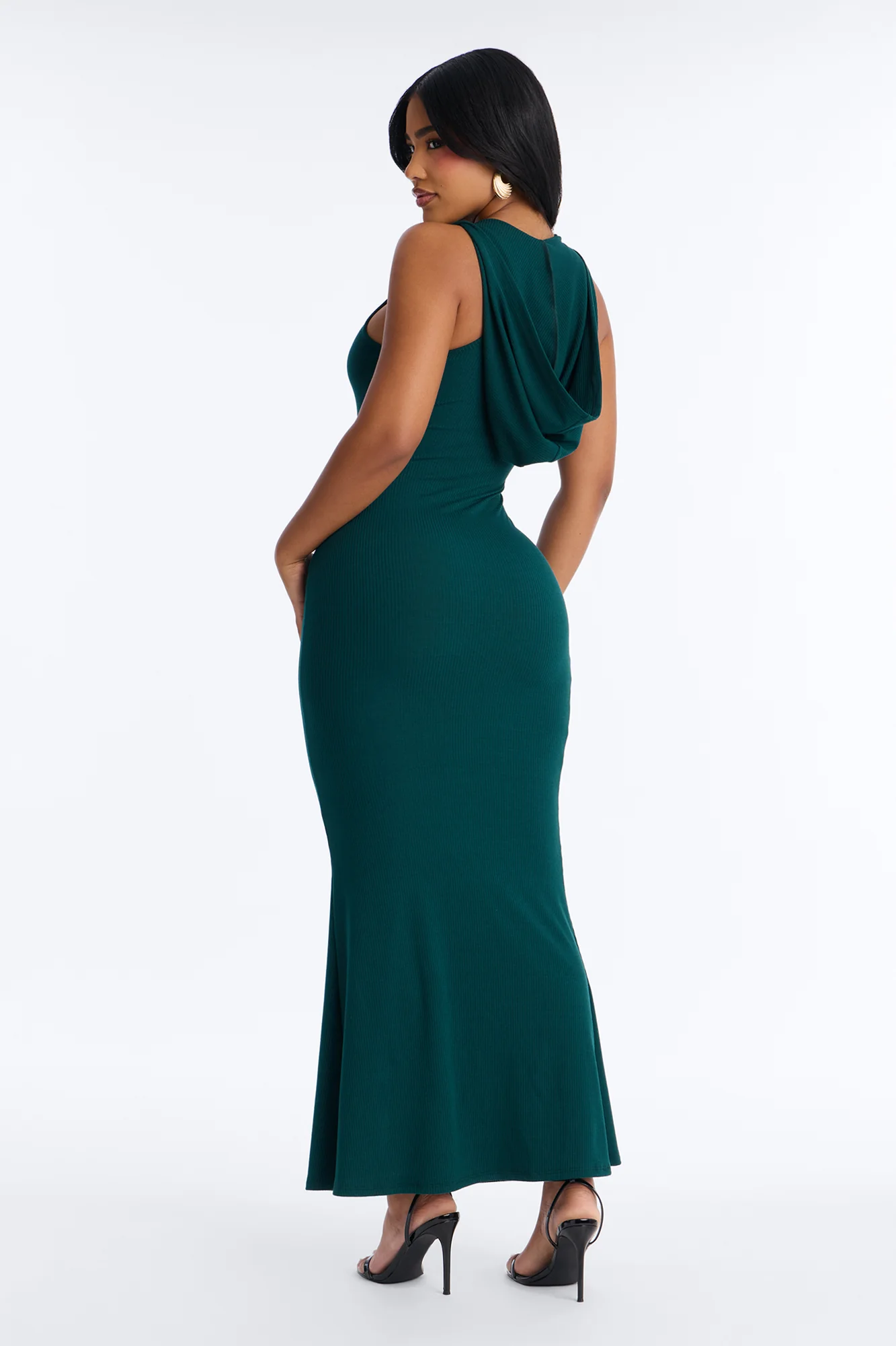 Trinity Hooded Ribbed Maxi Dress - Hunter - Image 5