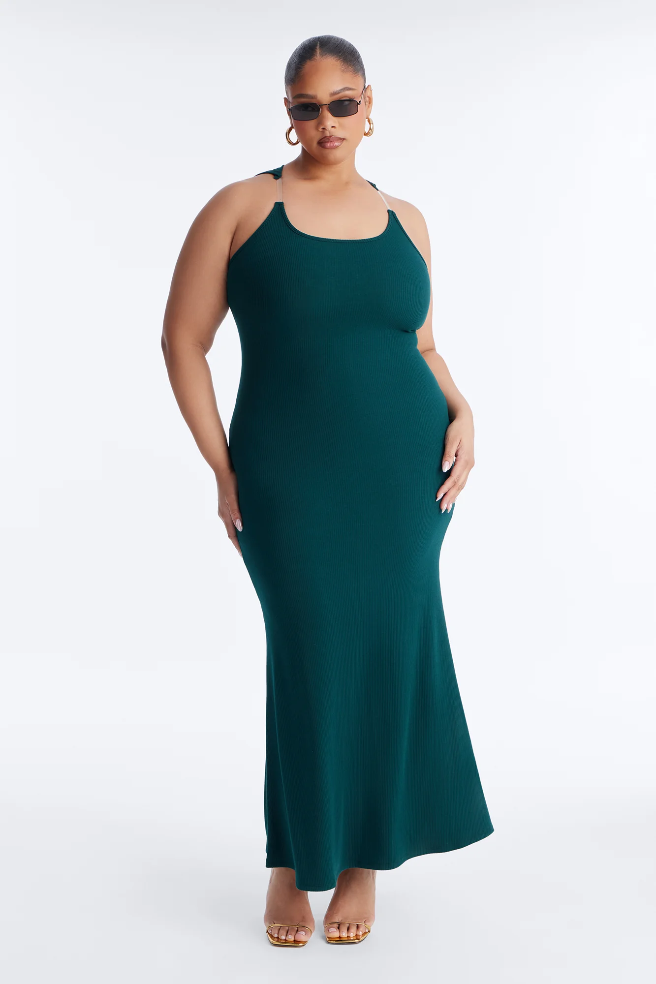 Trinity Hooded Ribbed Maxi Dress - Hunter - Image 6