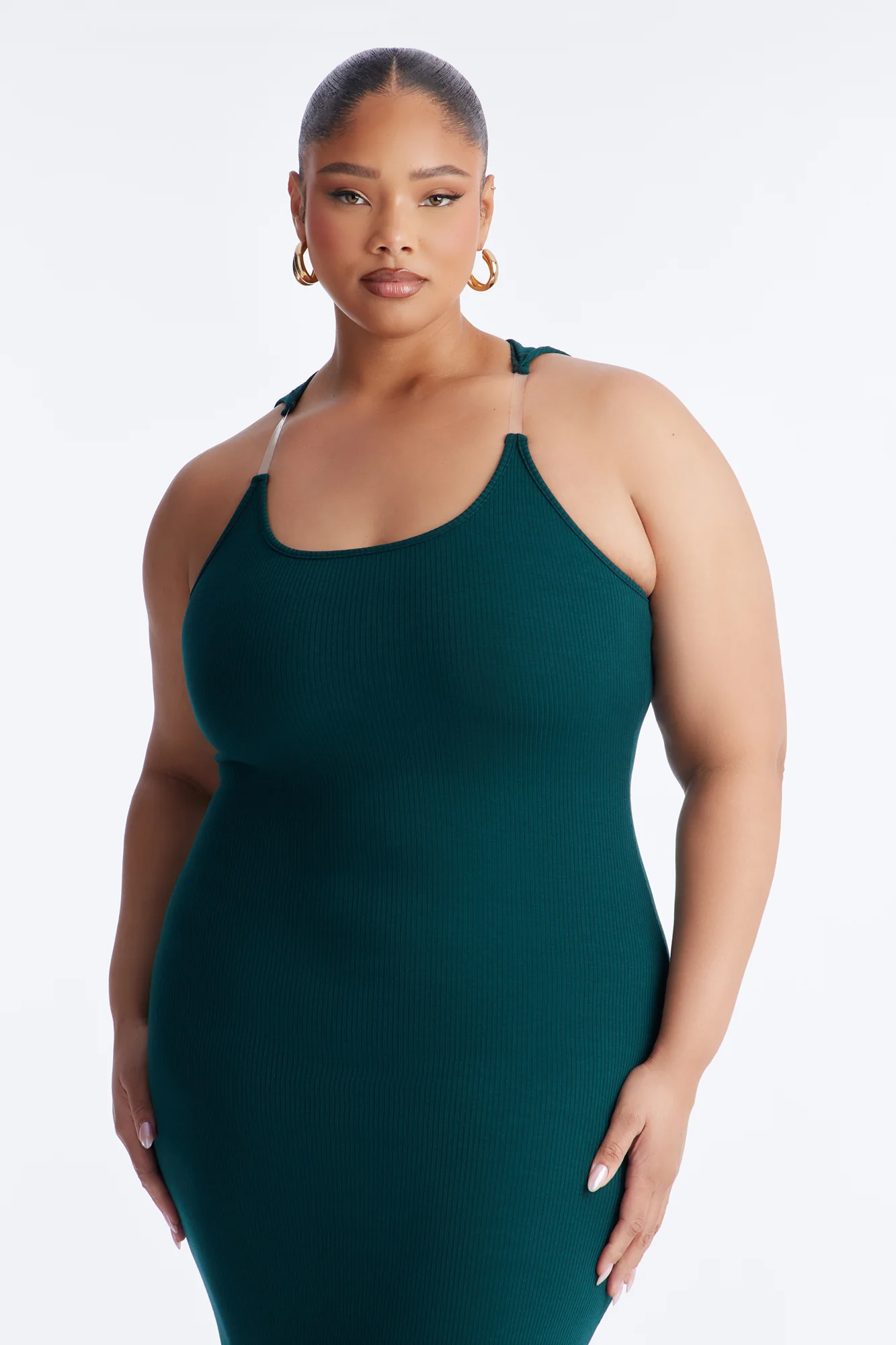 Trinity Hooded Ribbed Maxi Dress - Hunter - Image 7