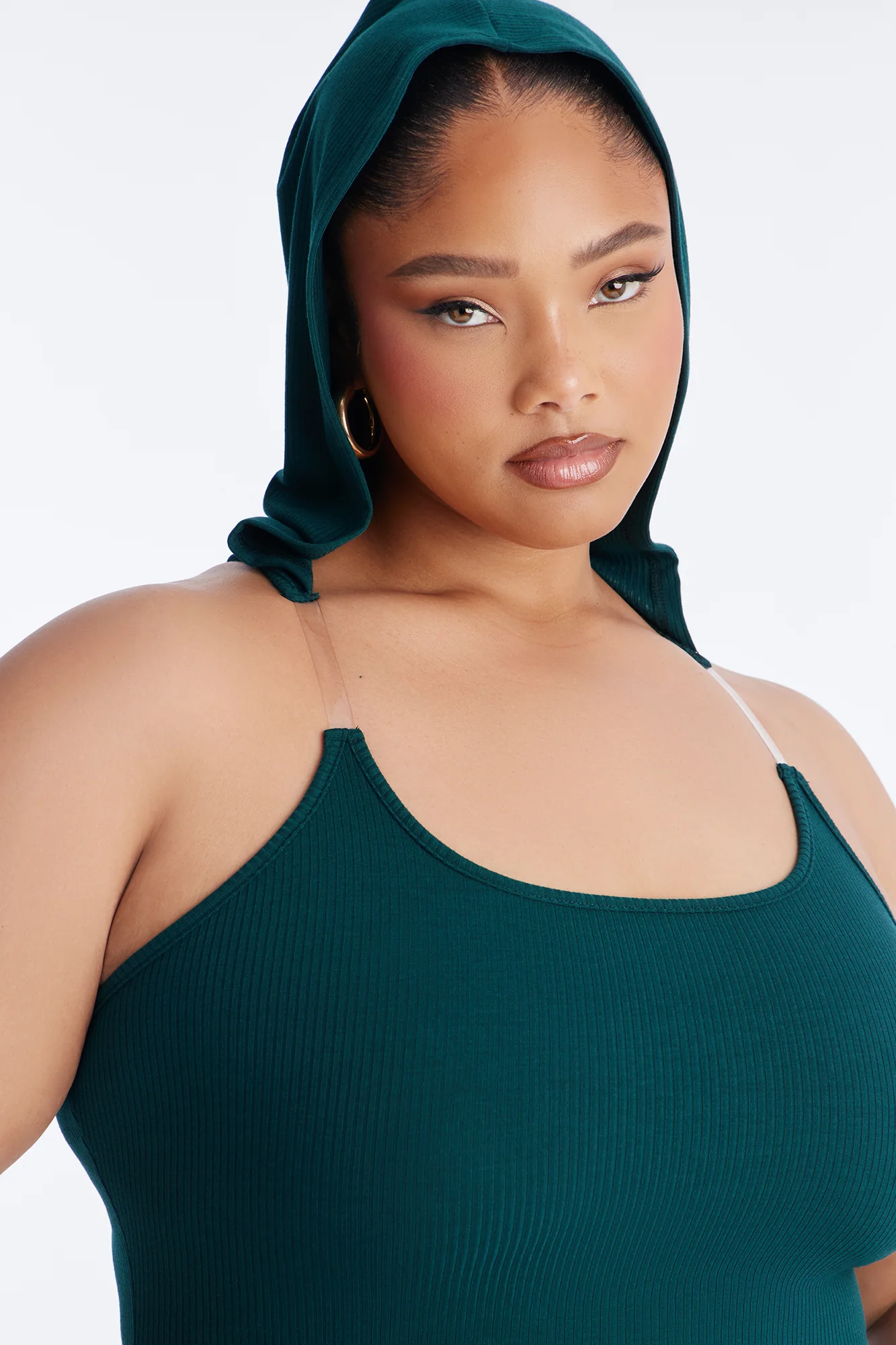 Trinity Hooded Ribbed Maxi Dress - Hunter - Image 8