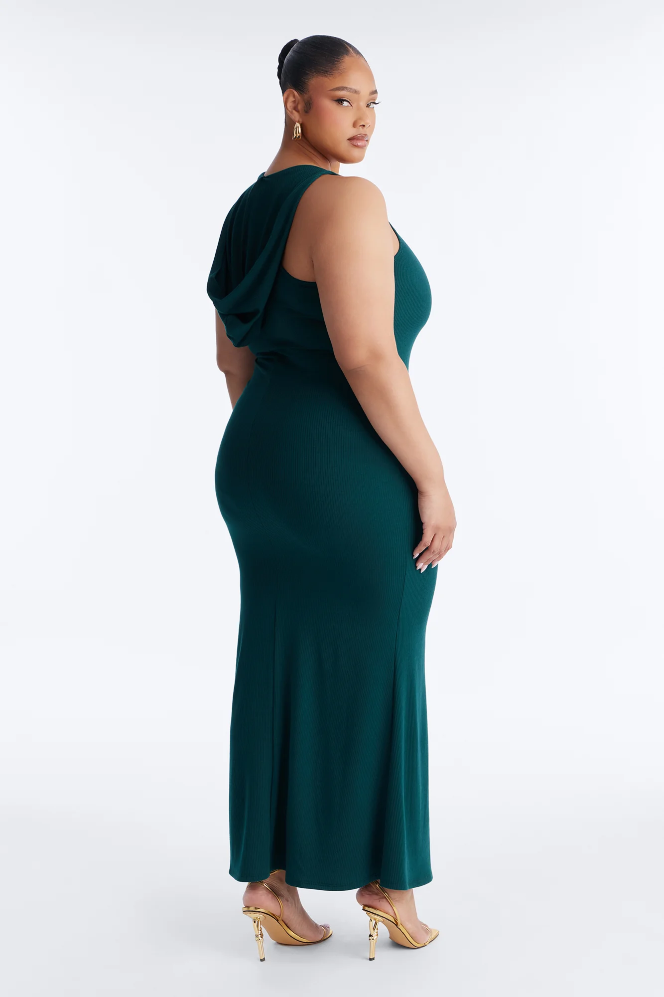 Trinity Hooded Ribbed Maxi Dress - Hunter - Image 9