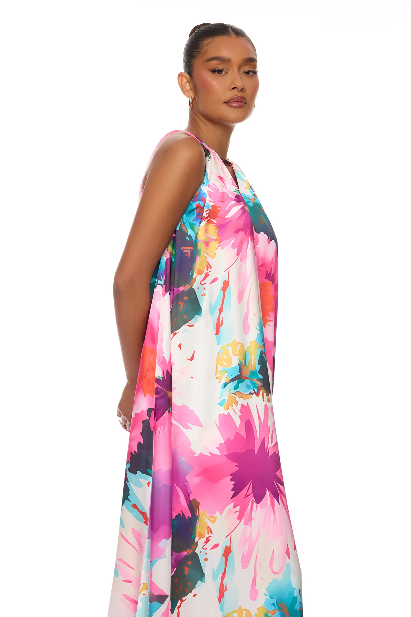 Trinity Kaftan Satin Maxi Dress - Pink/combo - Image 2