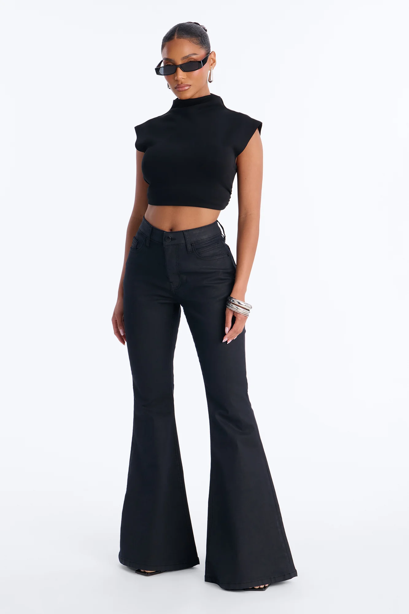 Trinity Mid Rise Flare Pant 33″ - Black Wash