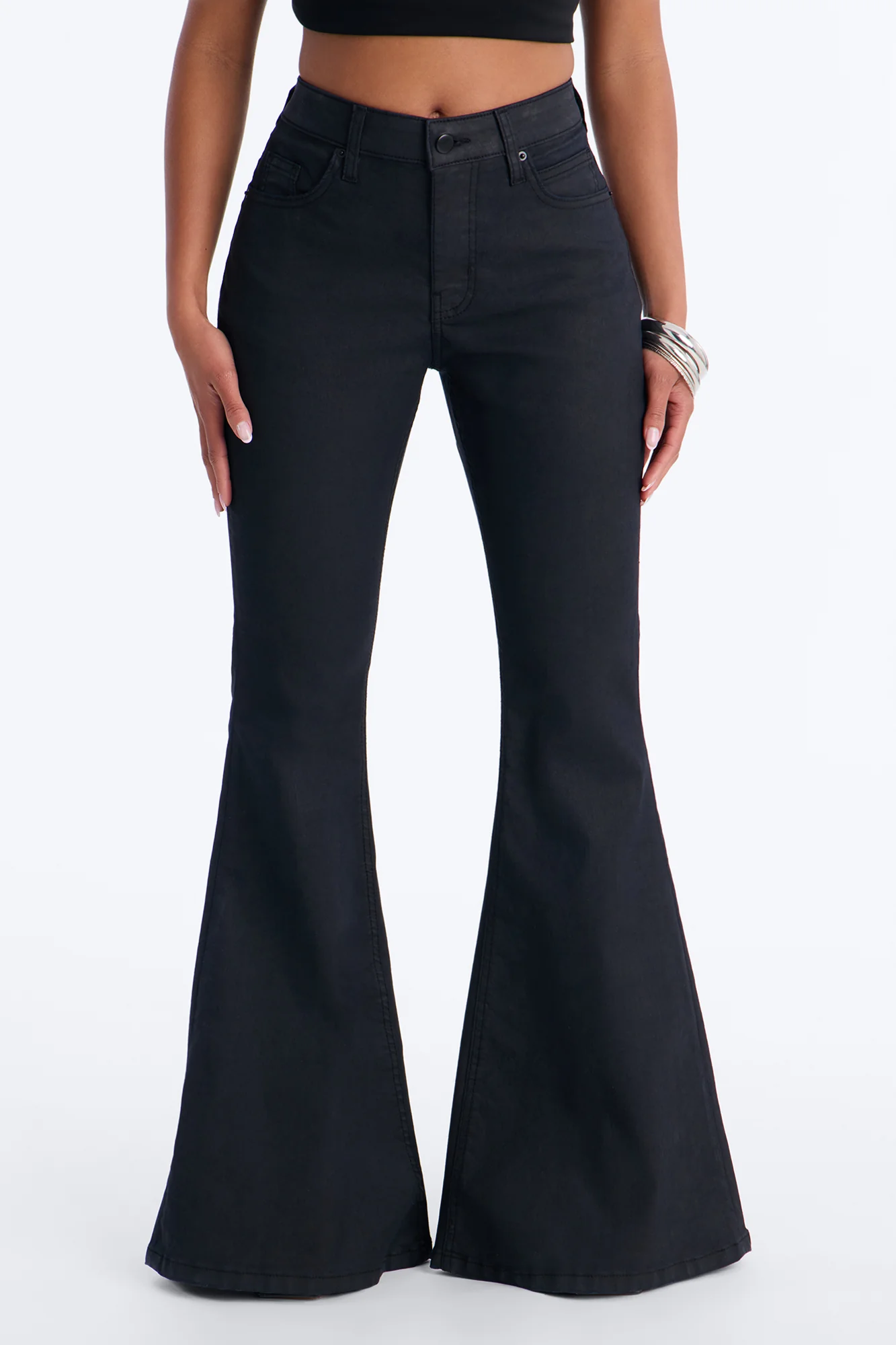 Trinity Mid Rise Flare Pant 33″ - Black Wash - Image 2