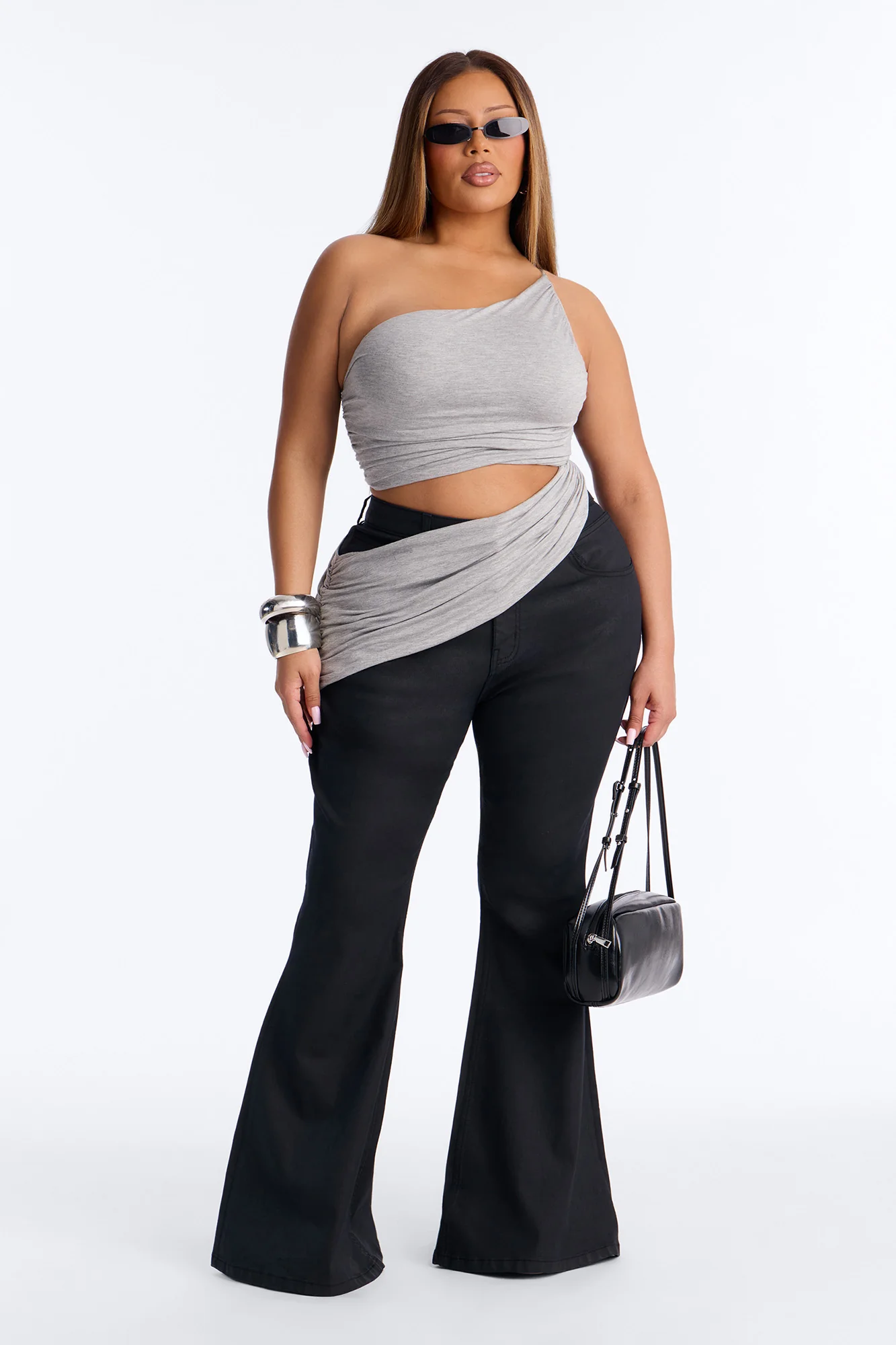Trinity Mid Rise Flare Pant 33″ - Black Wash - Image 4