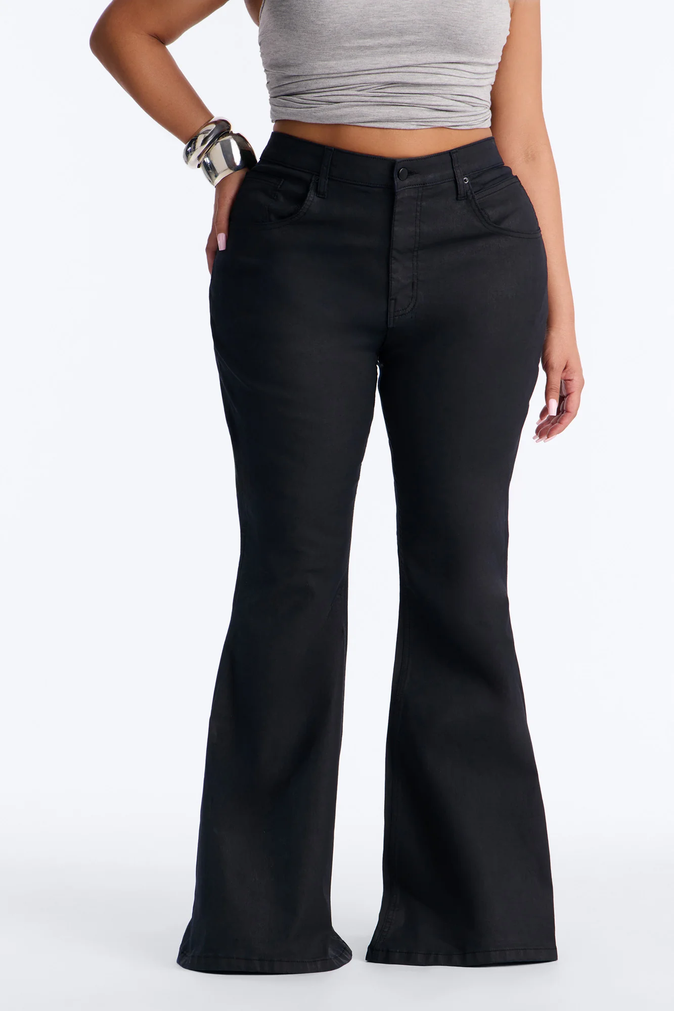 Trinity Mid Rise Flare Pant 33″ - Black Wash - Image 5