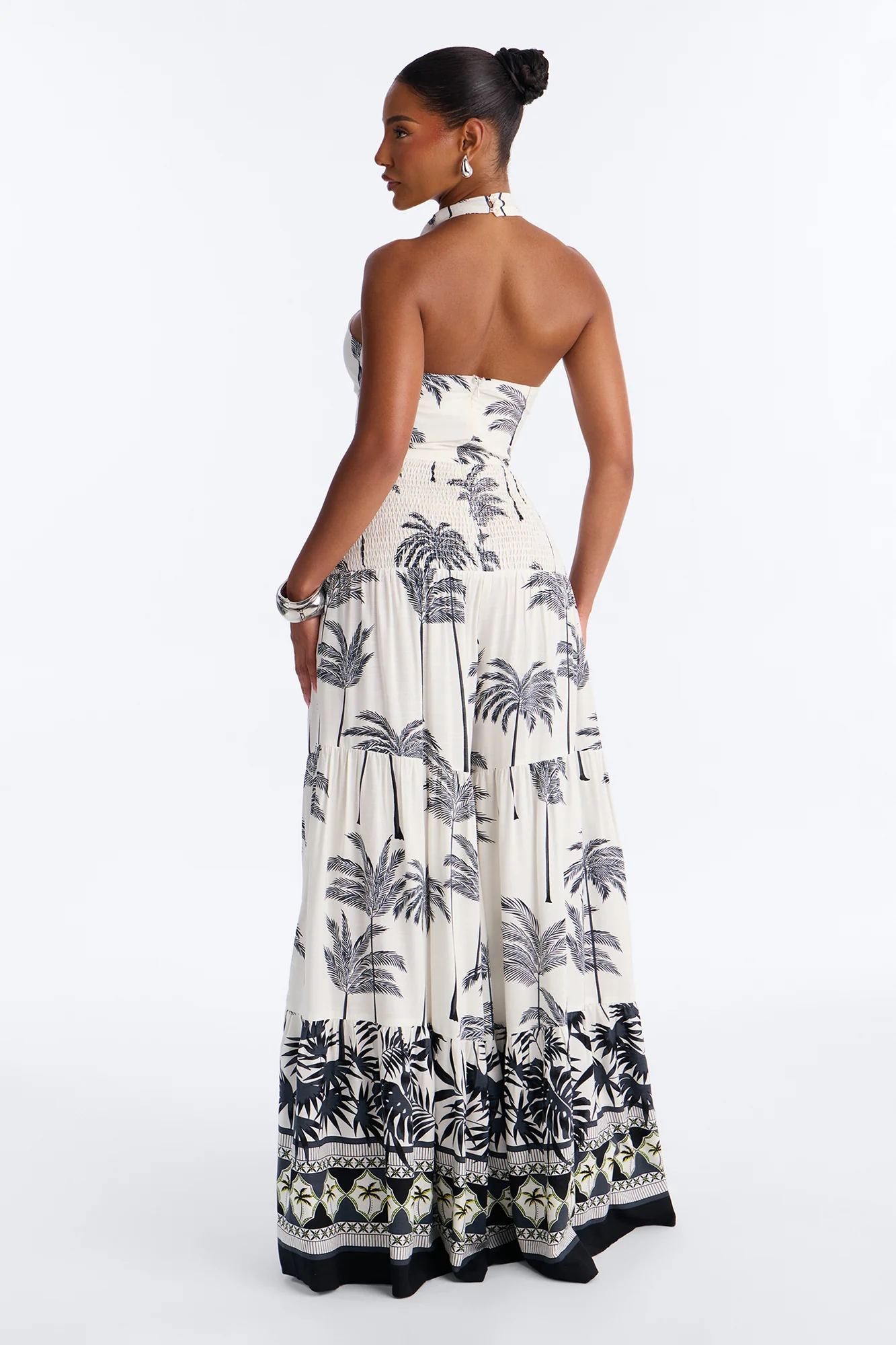 Trissa Tropical Halter Jumpsuit - Navy - Image 4