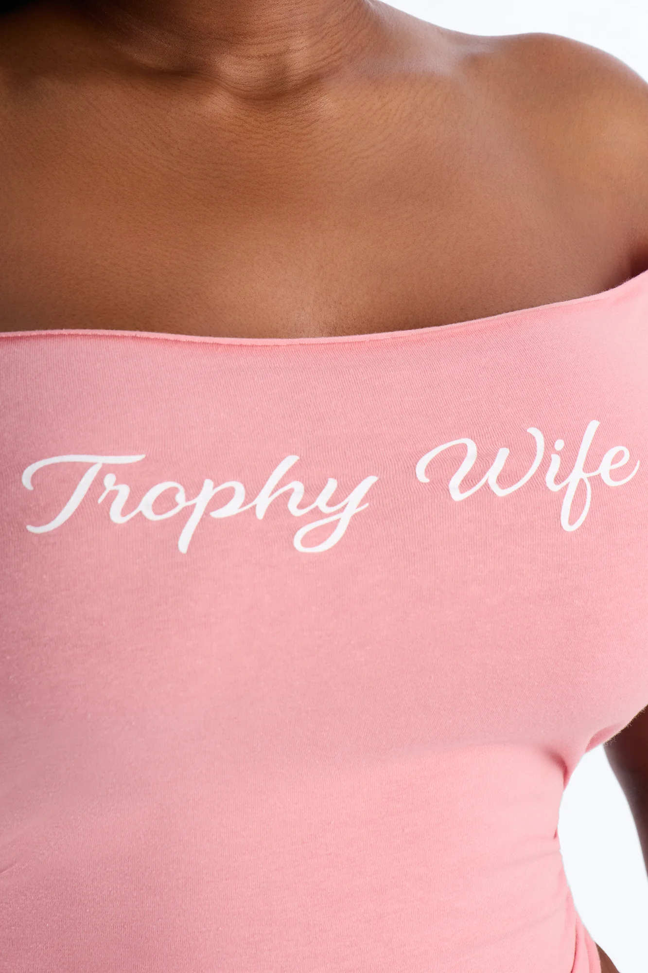 Trophy Wife Off Shoulder Tee - Pink - Image 7
