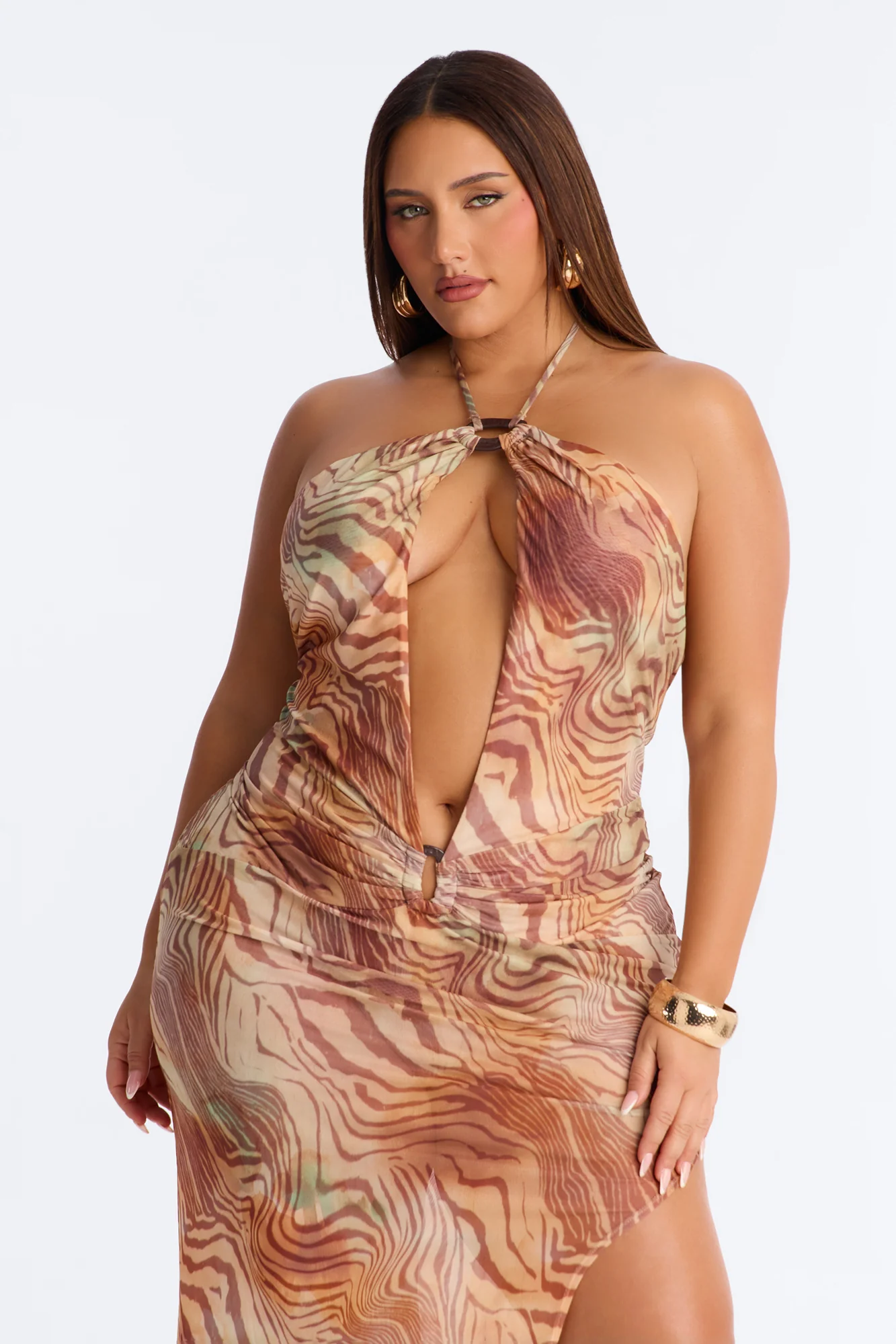 Tropic Glow Cut Out Maxi Dress - Brown/combo - Image 6