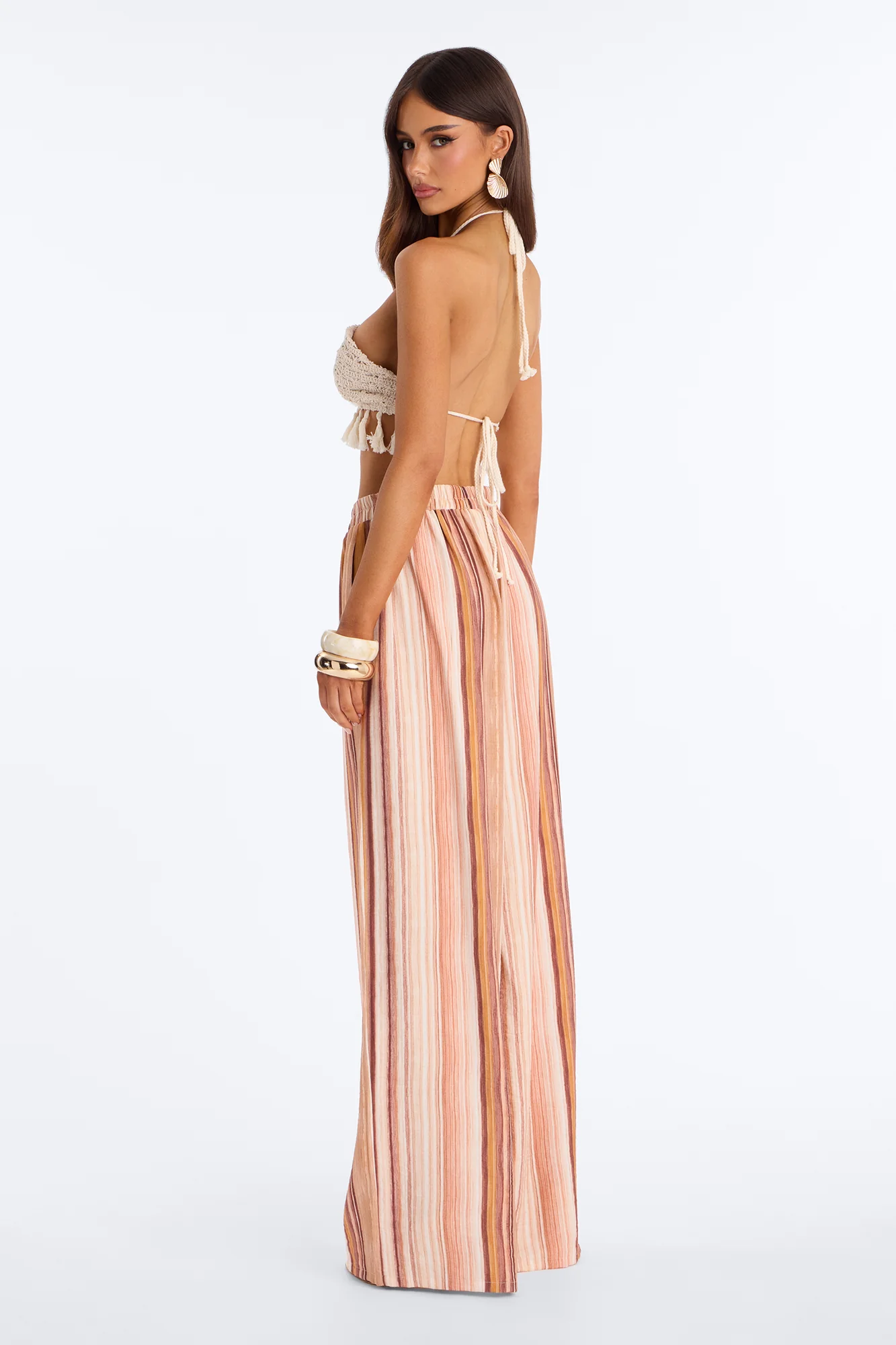 Tropic Heat Striped Linen Pant Set - Rust/combo - Image 4