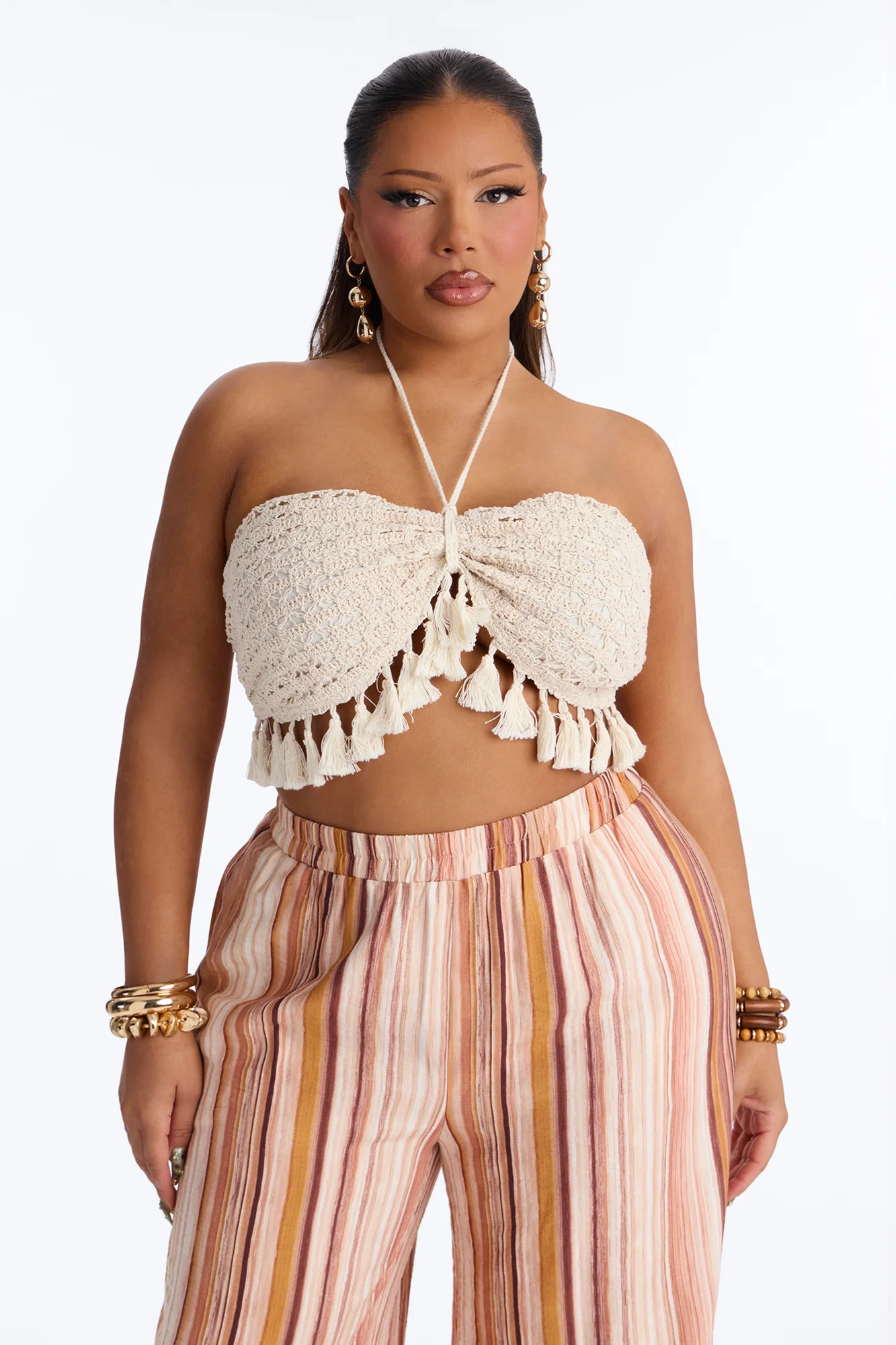 Tropic Heat Striped Linen Pant Set - Rust/combo - Image 6